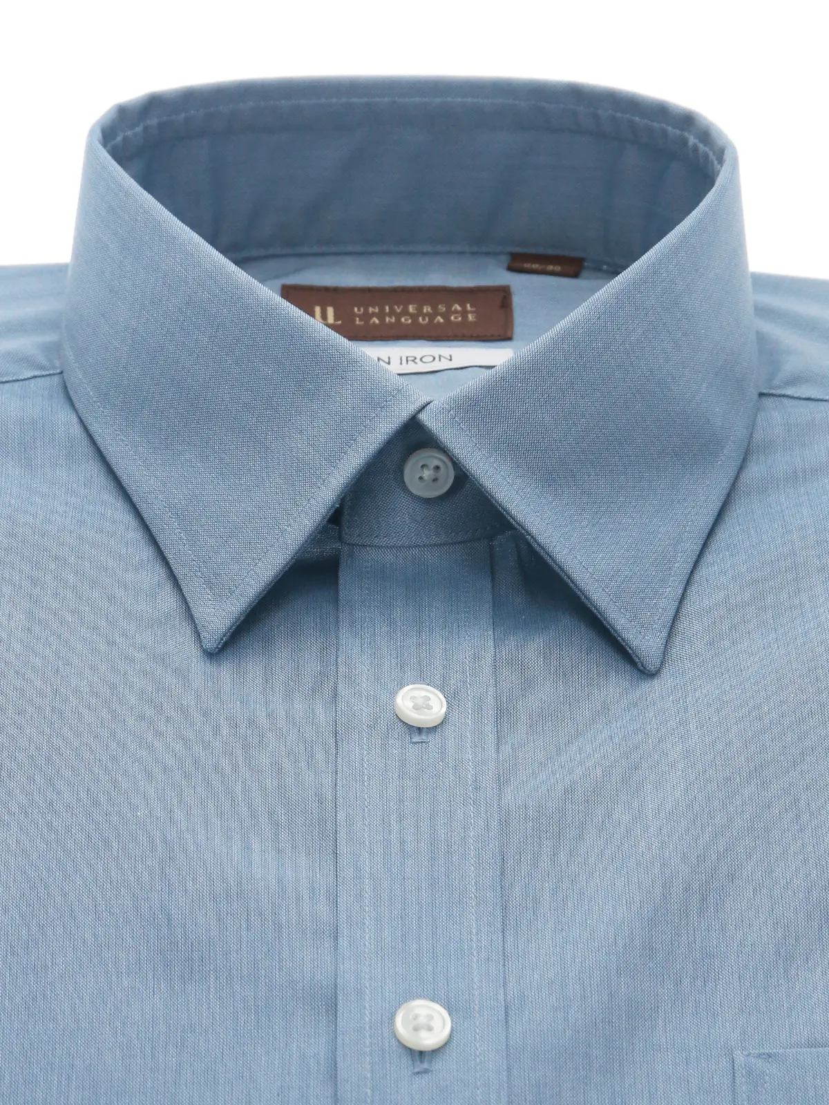 ワイシャツ/長袖/レギュラーカラー/ノンアイロン/形態安定/無地/BASIC/ドレスシャツ サックス 首周り:37cm,裄丈:80cm