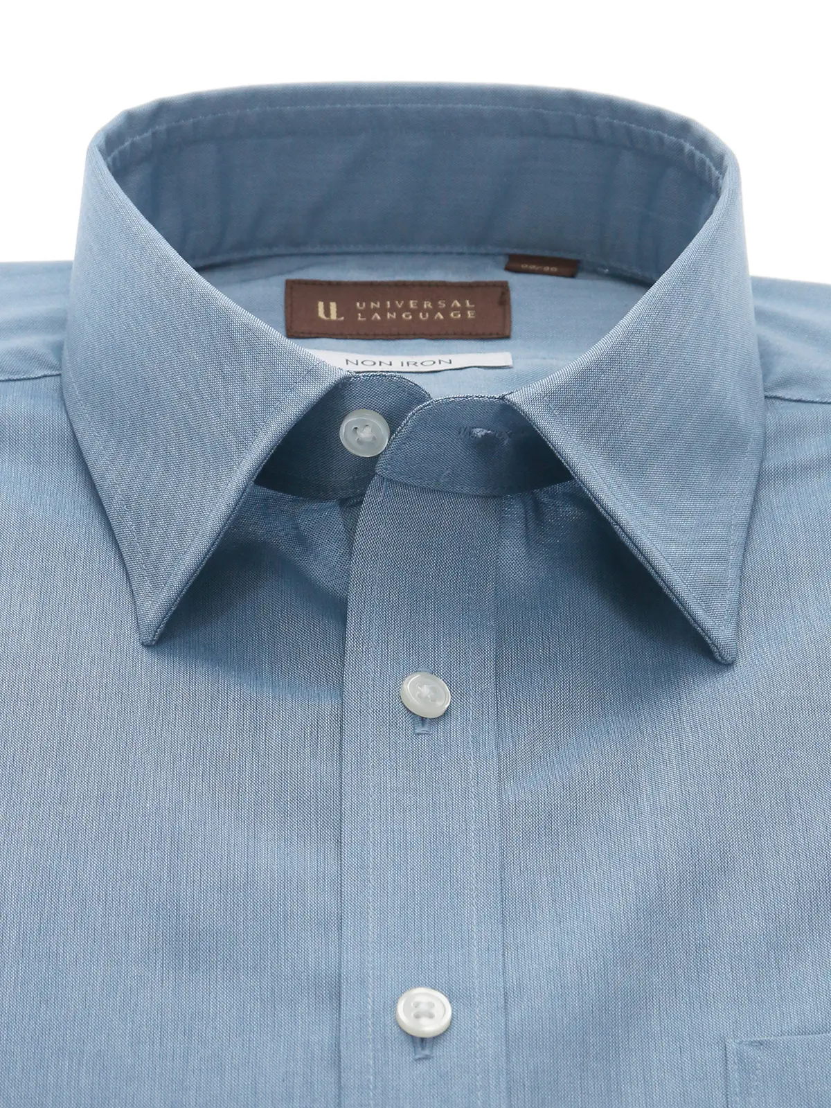 ワイシャツ/長袖/レギュラーカラー/ノンアイロン/形態安定/無地/BASIC/ドレスシャツ サックス 首周り:37cm,裄丈:80cm