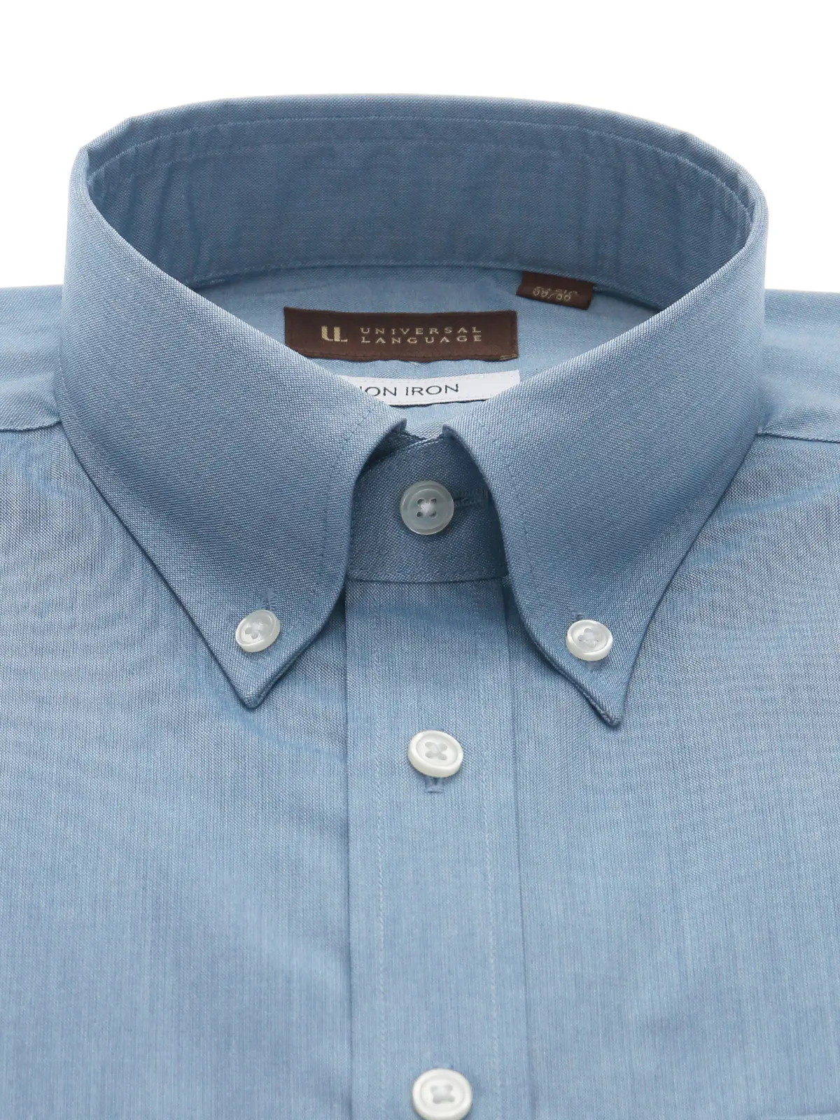 ワイシャツ／長袖／ボタンダウンカラー／ノンアイロン／形態安定／無地／BASIC／ドレスシャツ サックス 首周り:43cm,裄丈:86cm