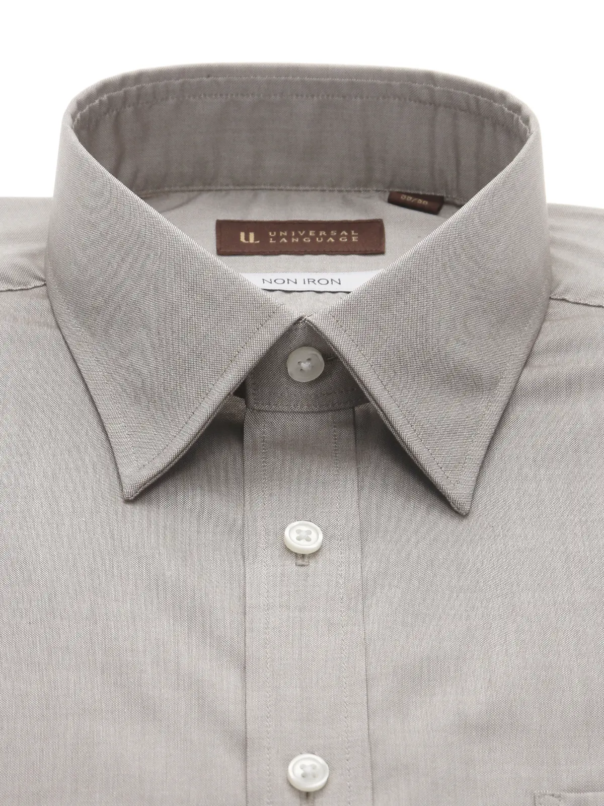 ワイシャツ/長袖/ノンアイロン/形態安定/レギュラーカラー/無地/BASIC/ドレスシャツ Lブラウン 首周り:37cm,裄丈:80cm