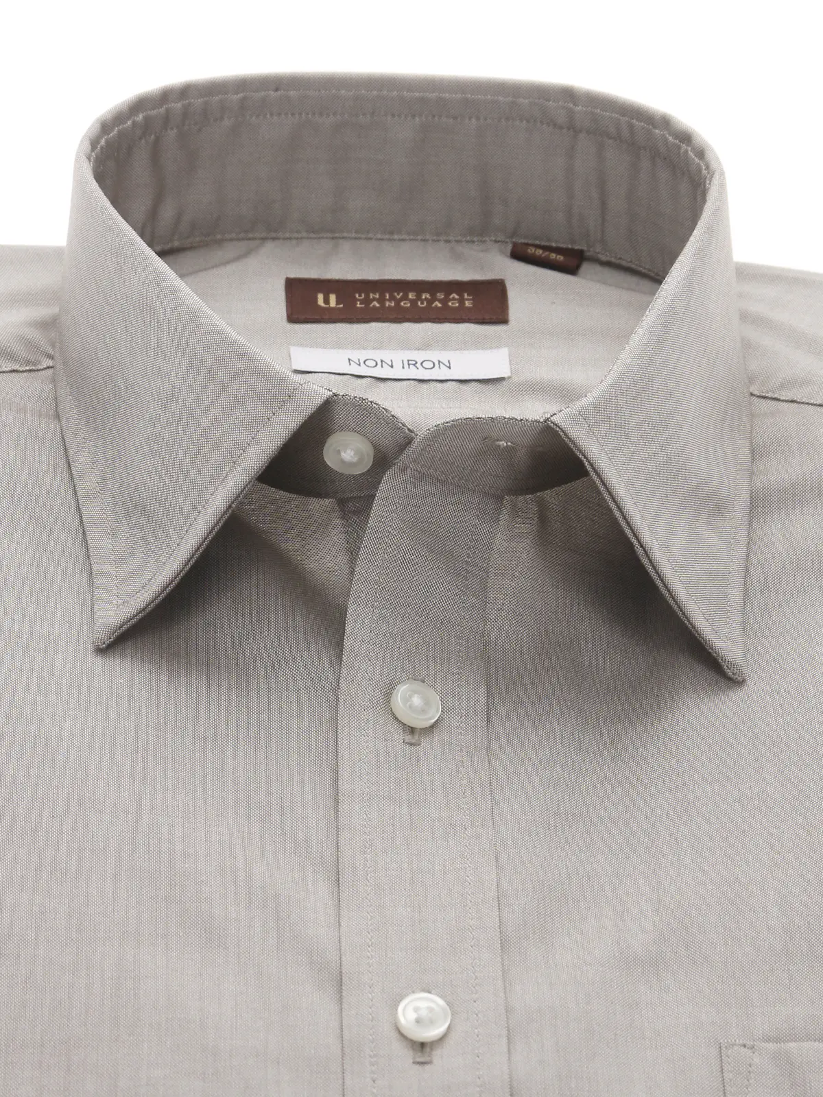 ワイシャツ/長袖/ノンアイロン/形態安定/レギュラーカラー/無地/BASIC/ドレスシャツ Lブラウン 首周り:37cm,裄丈:80cm