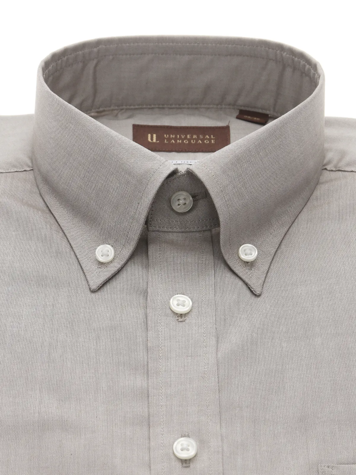 ワイシャツ/長袖/ノンアイロン/形態安定/ボタンダウンカラー/無地/BASIC/ドレスシャツ Lブラウン 首周り:37cm,裄丈:80cm