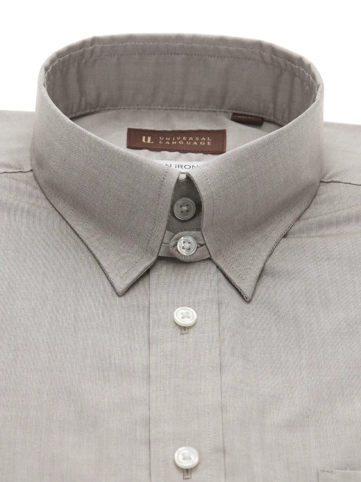 ワイシャツ/長袖/ノンアイロン/形態安定/タブカラー/無地/BASIC/ドレスシャツ Lブラウン 首周り:37cm,裄丈:80cm