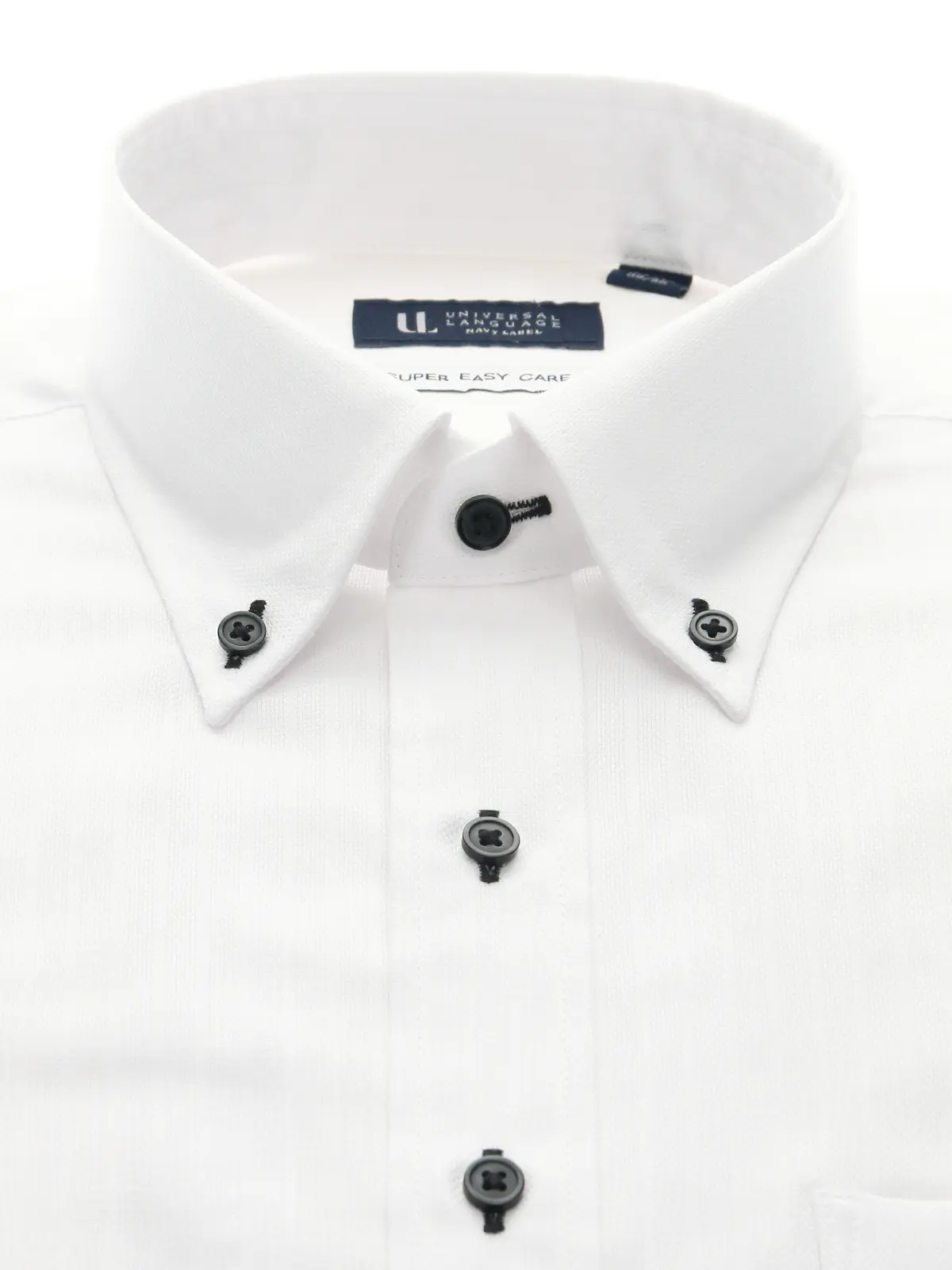 ▽ワイシャツ／長袖／形態安定／ボタンダウンカラー／シャドーストライプ／BASIC／ドレスシャツ ホワイト 首周り:39cm,裄丈:86cm