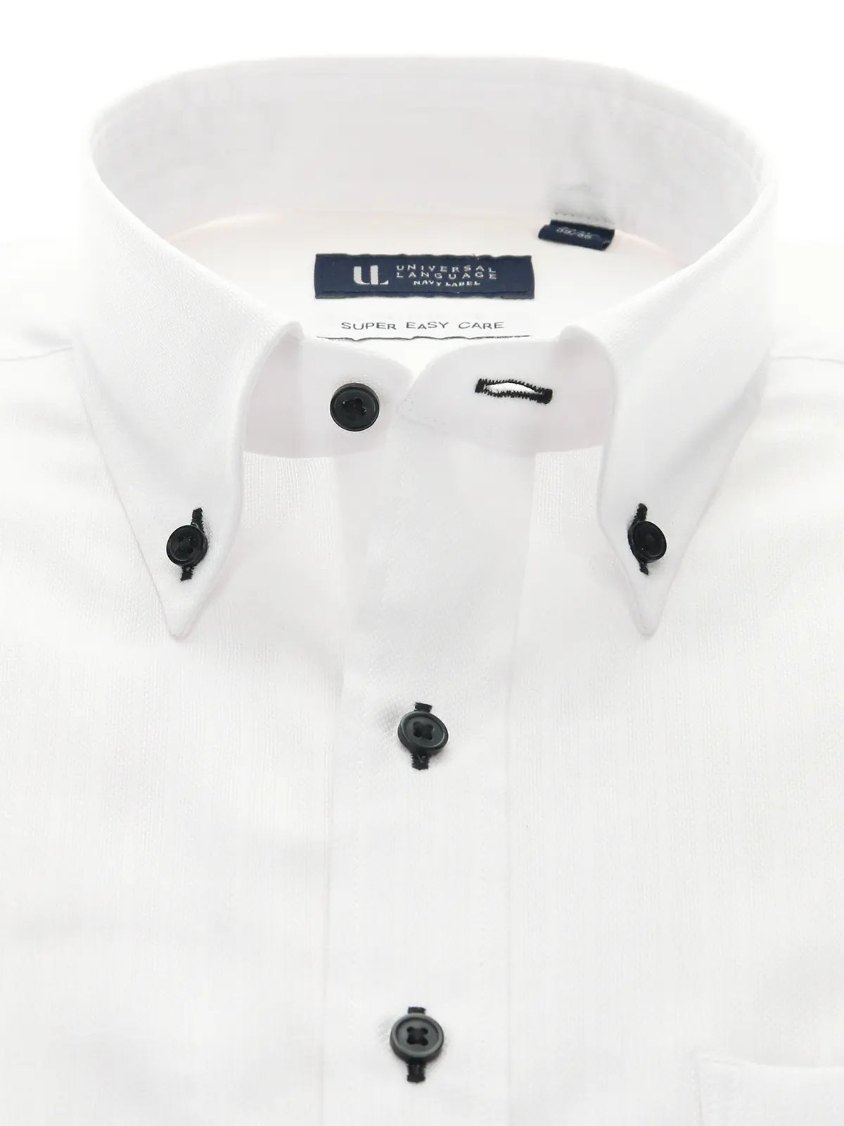 ▽ワイシャツ／長袖／形態安定／ボタンダウンカラー／シャドーストライプ／BASIC／ドレスシャツ ホワイト 首周り:39cm,裄丈:86cm