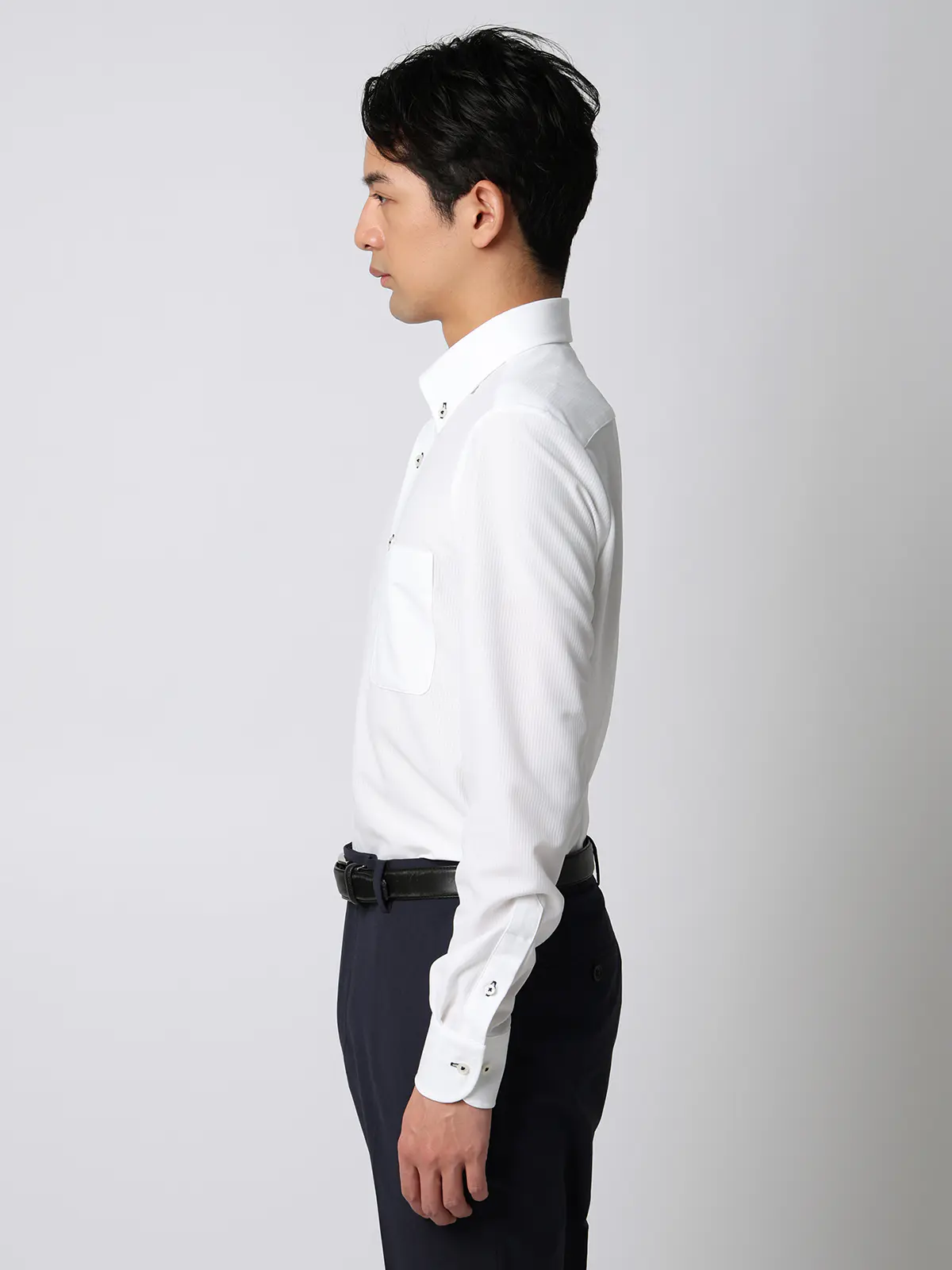 最高シャツ/ワイシャツ/長袖/ノンアイロンジャージー/ボタンダウンカラー/FIT/ドレスシャツ ホワイト 首周り:37cm,裄丈:80cm