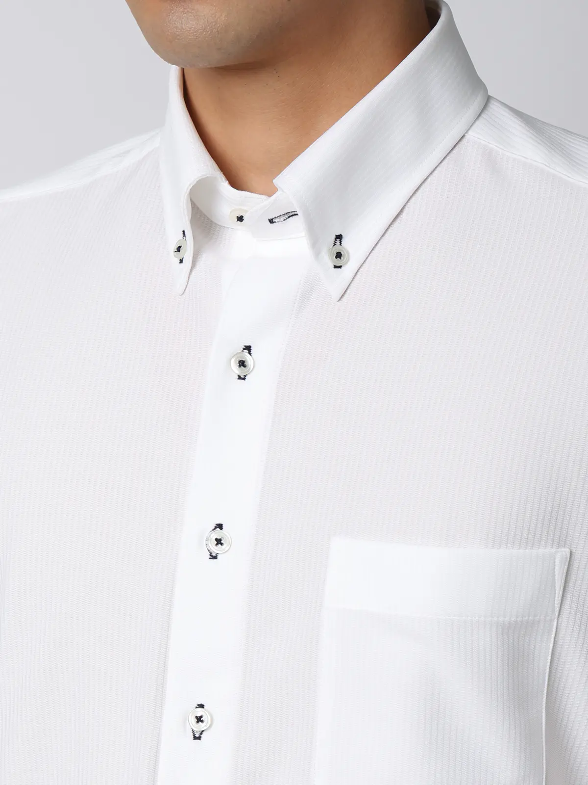 最高シャツ/ワイシャツ/長袖/ノンアイロンジャージー/ボタンダウンカラー/FIT/ドレスシャツ ホワイト 首周り:37cm,裄丈:80cm