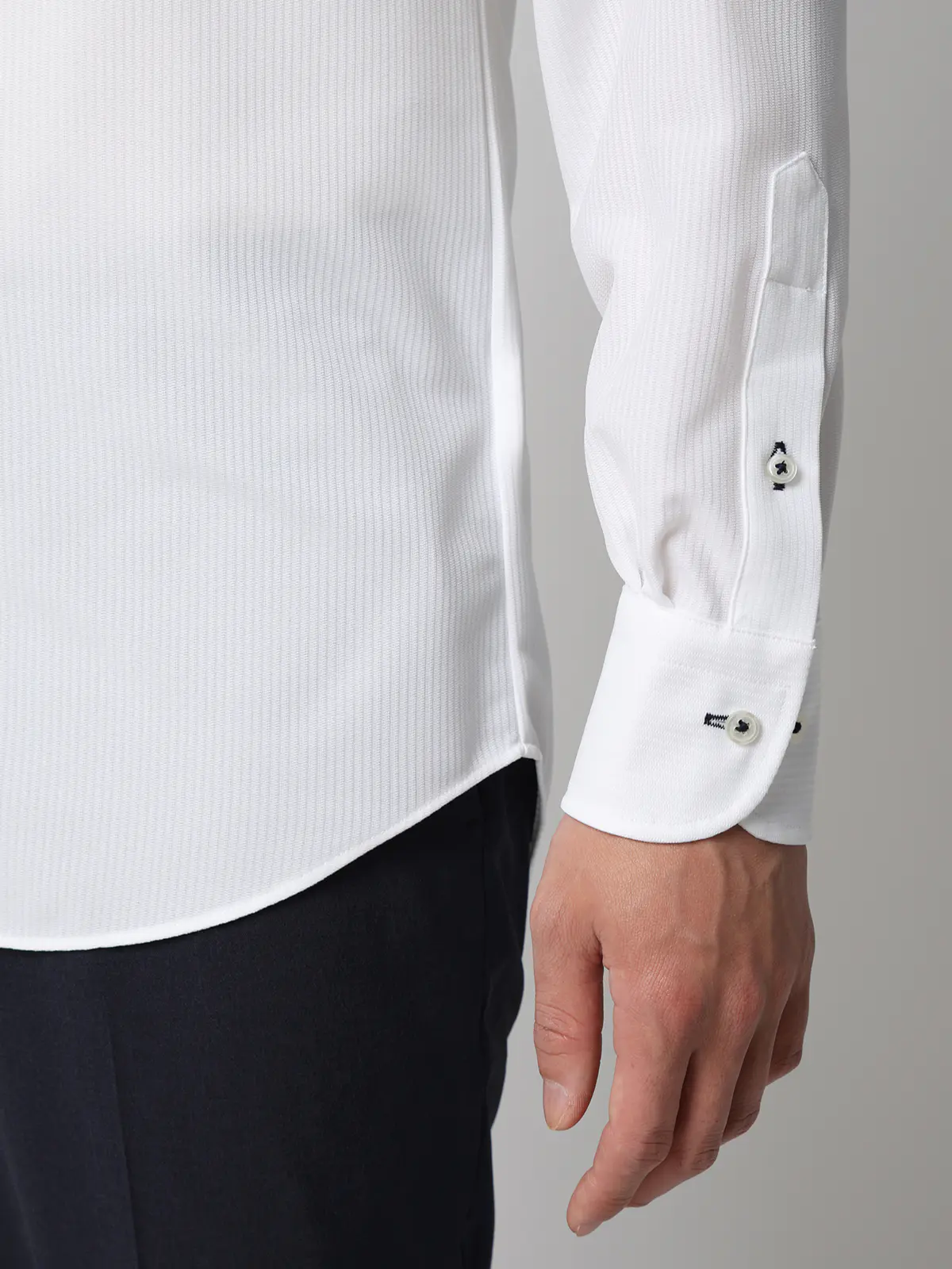 最高シャツ/ワイシャツ/長袖/ノンアイロンジャージー/ボタンダウンカラー/FIT/ドレスシャツ ホワイト 首周り:37cm,裄丈:80cm