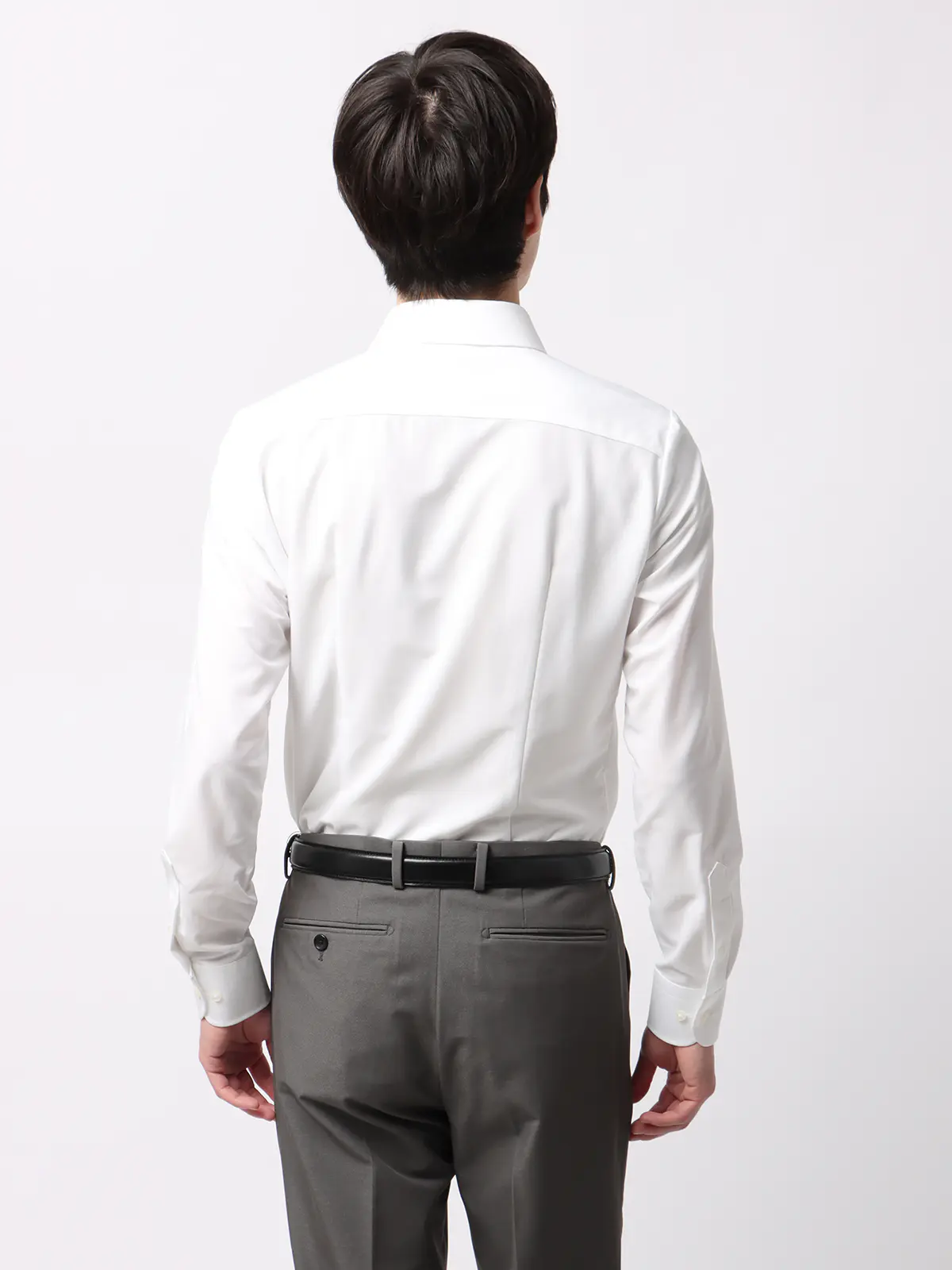 最高シャツ／ワイシャツ／長袖／ノンアイロンジャージー／ホリゾンタルカラー／FIT／ドレスシャツ ホワイト 首周り:37cm,裄丈:80cm