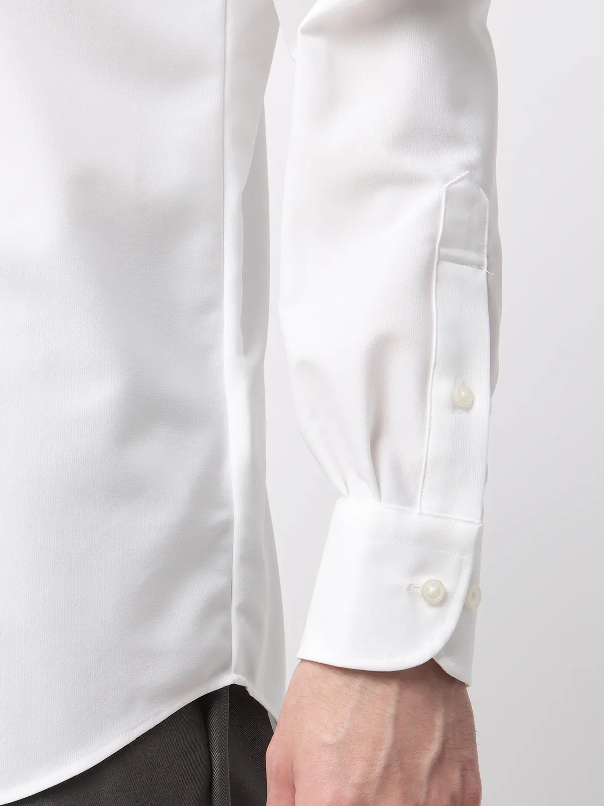 最高シャツ／ワイシャツ／長袖／ノンアイロンジャージー／ホリゾンタルカラー／FIT／ドレスシャツ ホワイト 首周り:37cm,裄丈:80cm