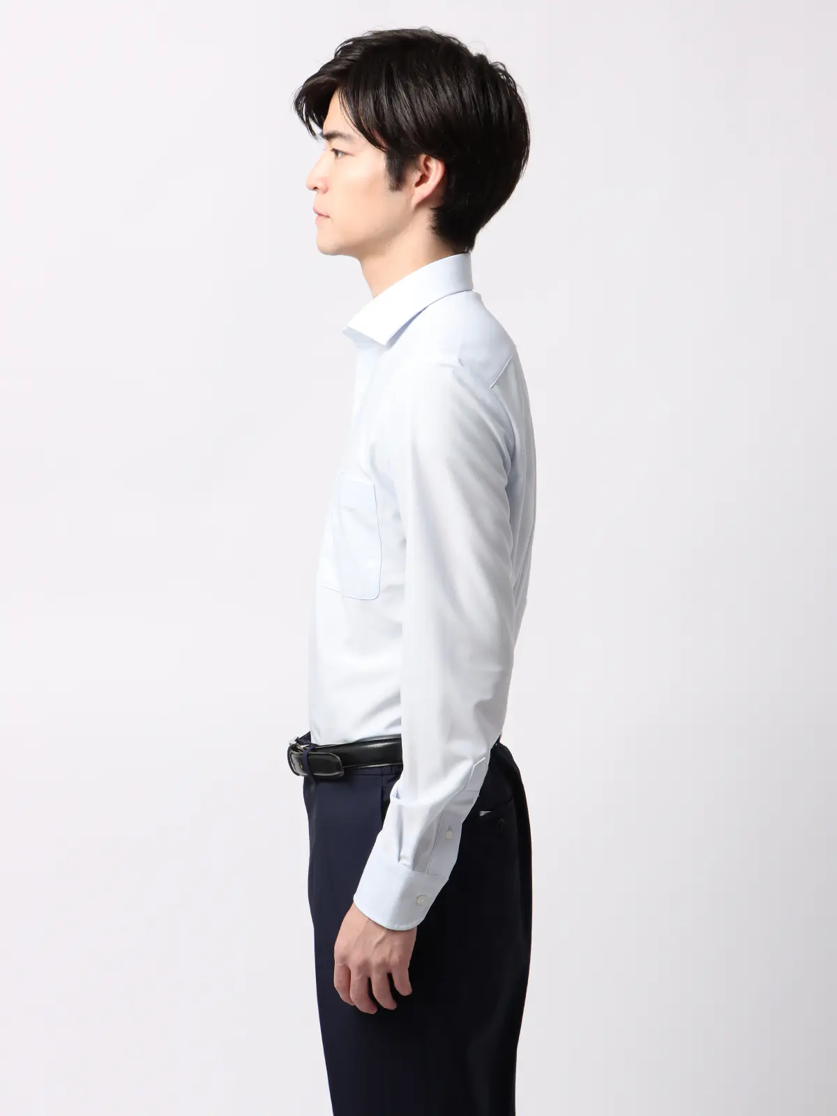 最高シャツ/ワイシャツ/長袖/ノンアイロンジャージー/ホリゾンタルカラー/FIT/ドレスシャツ サックス 首周り:37cm,裄丈:80cm