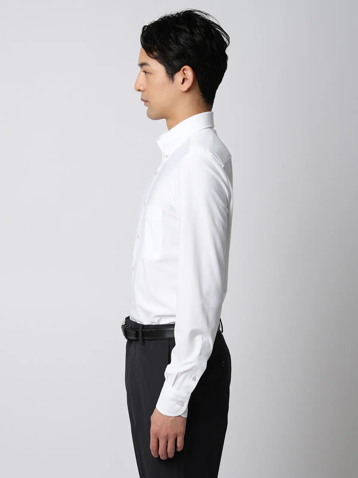 最高シャツ/ワイシャツ/長袖/ノンアイロンジャージー/ボタンダウンカラー/FIT/ドレスシャツ ホワイト 首周り:37cm,裄丈:80cm