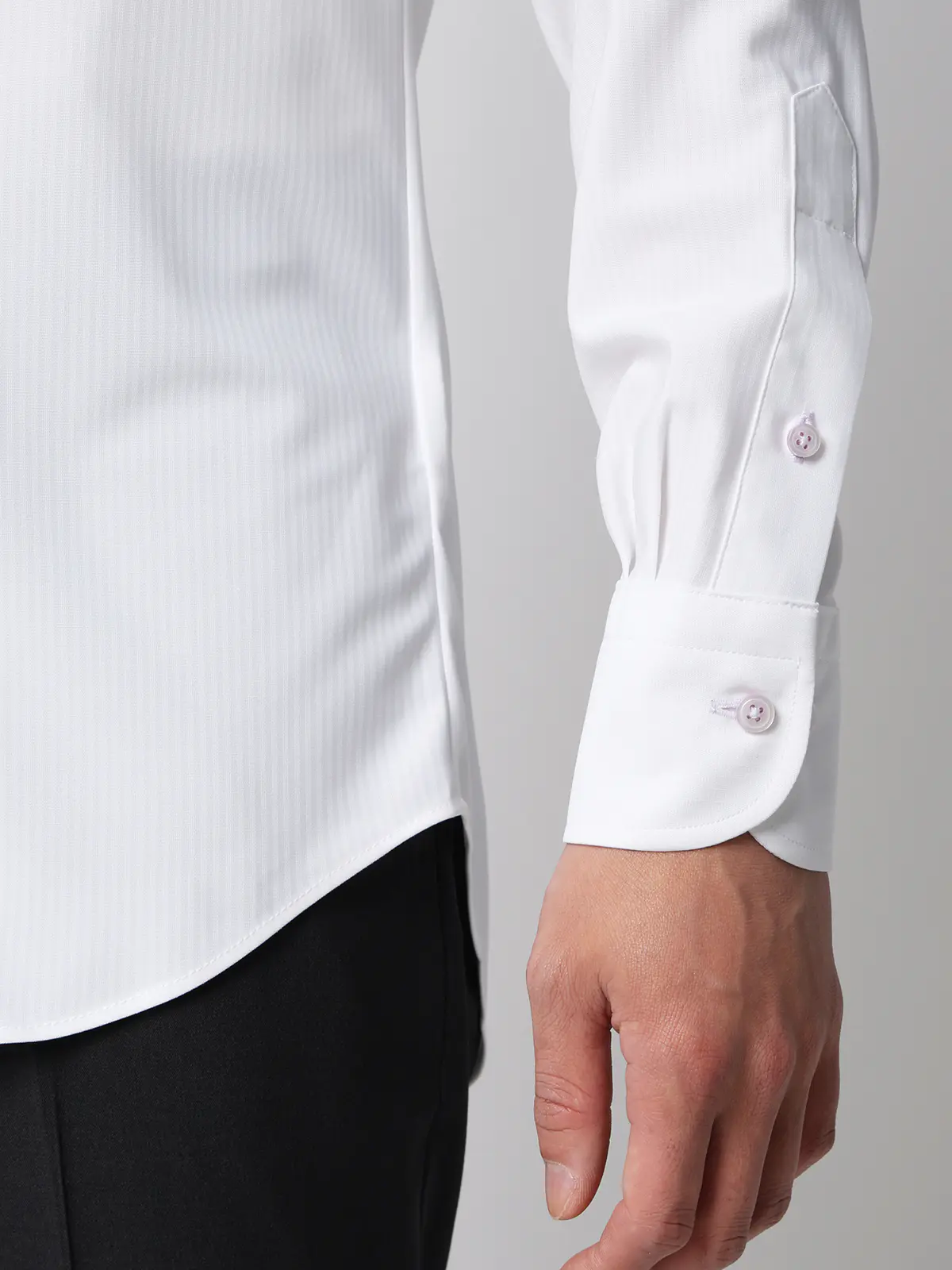 最高シャツ/ワイシャツ/長袖/ノンアイロンジャージー/ボタンダウンカラー/FIT/ドレスシャツ ホワイト 首周り:37cm,裄丈:80cm