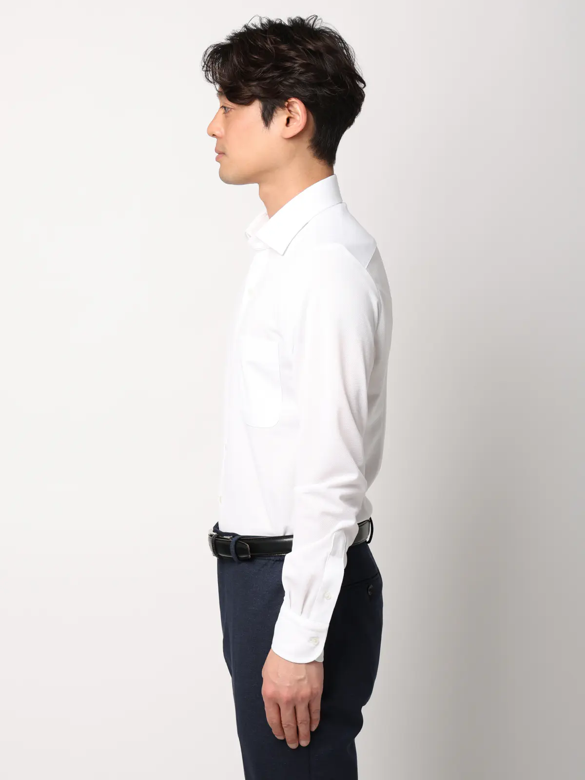 最高シャツ/ワイシャツ/長袖/ノンアイロンジャージー/ワイドカラー/FIT/ドレスシャツ ホワイト 首周り:37cm,裄丈:80cm