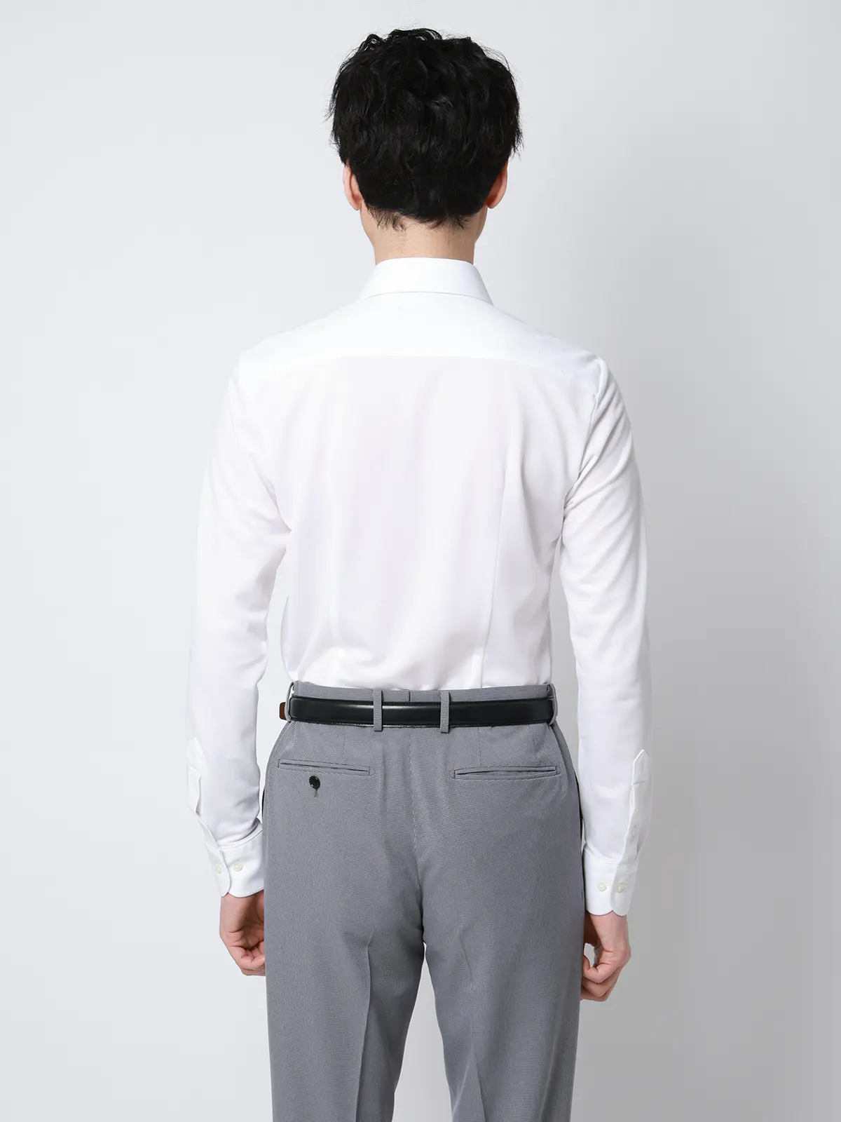 "超"伸びる涼しい最高シャツ/ワイシャツ/ノンアイロンジャージー/ワイドカラー/FIT/ドレスシャツ ホワイト 首周り:37cm,裄丈:80cm