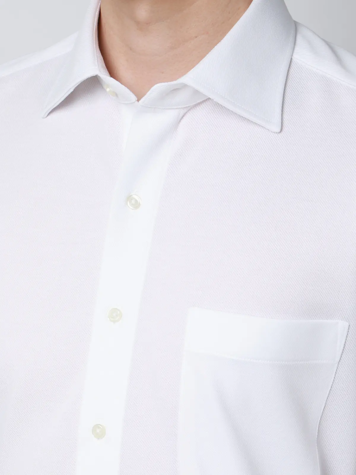 "超"伸びる涼しい最高シャツ/ワイシャツ/ノンアイロンジャージー/ワイドカラー/FIT/ドレスシャツ ホワイト 首周り:37cm,裄丈:80cm