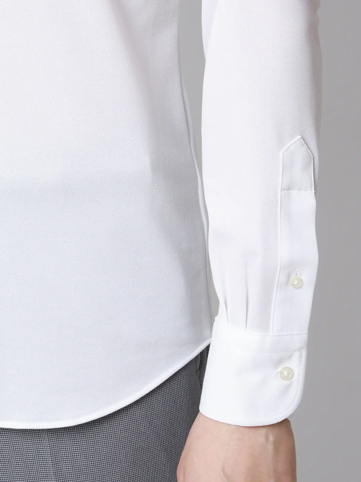 "超"伸びる涼しい最高シャツ/ワイシャツ/ノンアイロンジャージー/ワイドカラー/FIT/ドレスシャツ ホワイト 首周り:37cm,裄丈:80cm