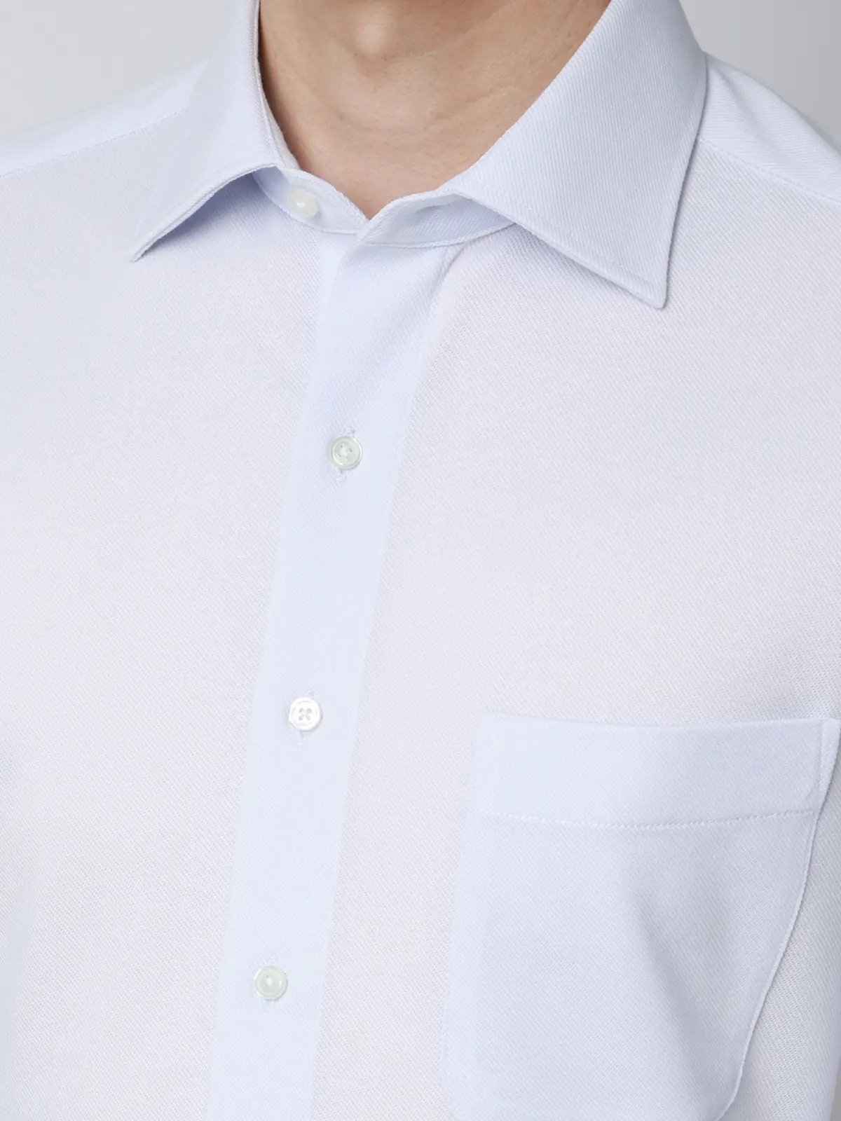 "超"伸びる涼しい最高シャツ/ワイシャツ/ノンアイロンジャージー/ワイドカラー/FIT/ドレスシャツ サックス 首周り:37cm,裄丈:80cm