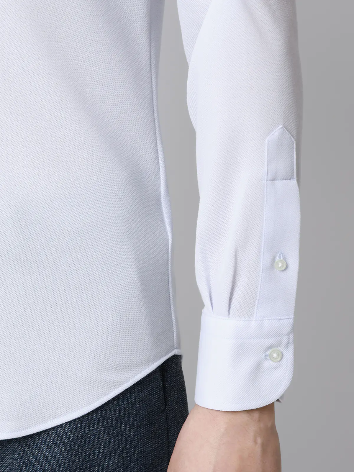 "超"伸びる涼しい最高シャツ/ワイシャツ/ノンアイロンジャージー/ワイドカラー/FIT/ドレスシャツ サックス 首周り:37cm,裄丈:80cm