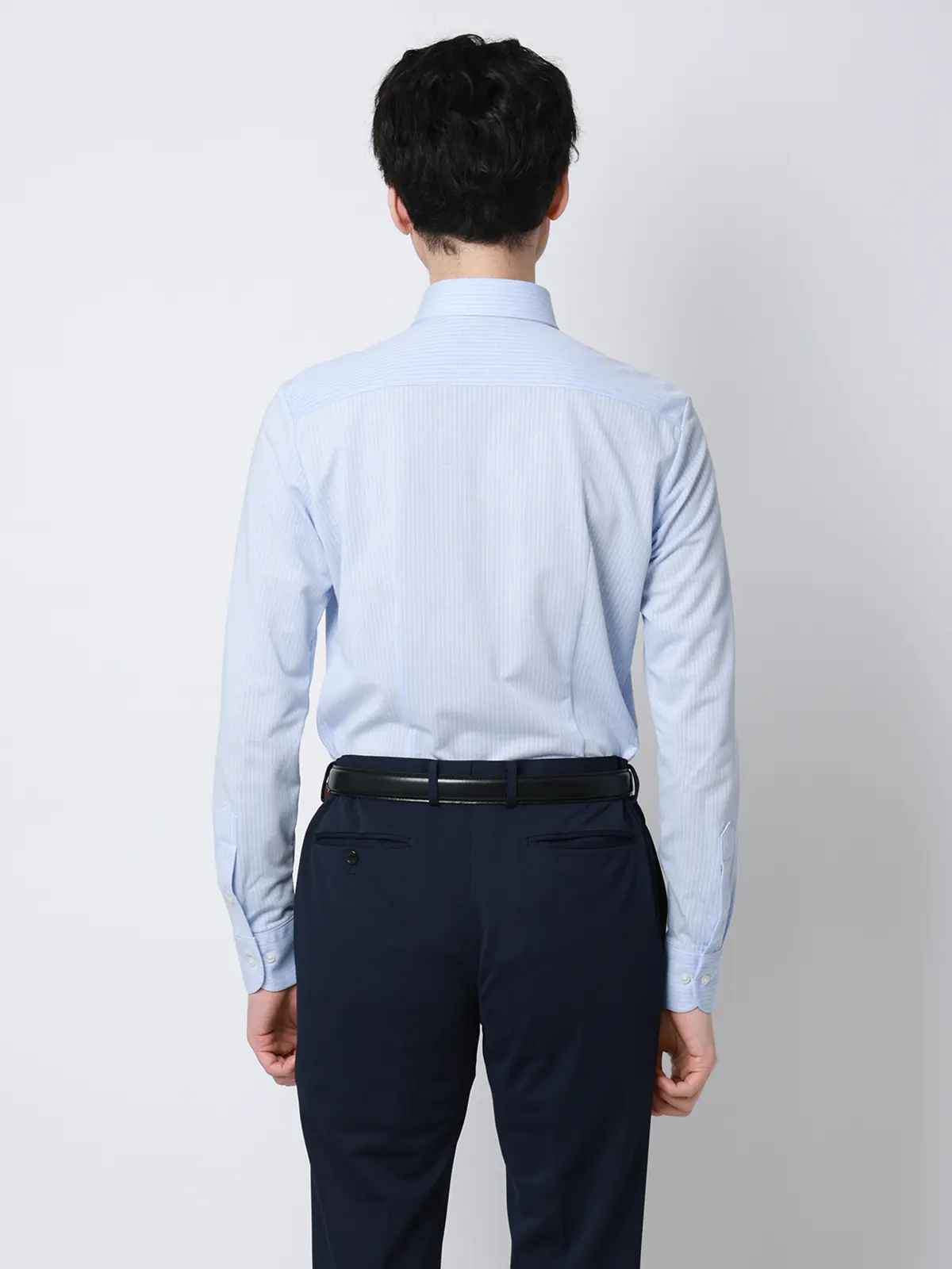 "超"伸びる涼しい最高シャツ／ワイシャツ／ノンアイロンジャージー／ボタンダウンカラー／FIT／ドレスシャツ サックス 首周り:37cm,裄丈:80cm