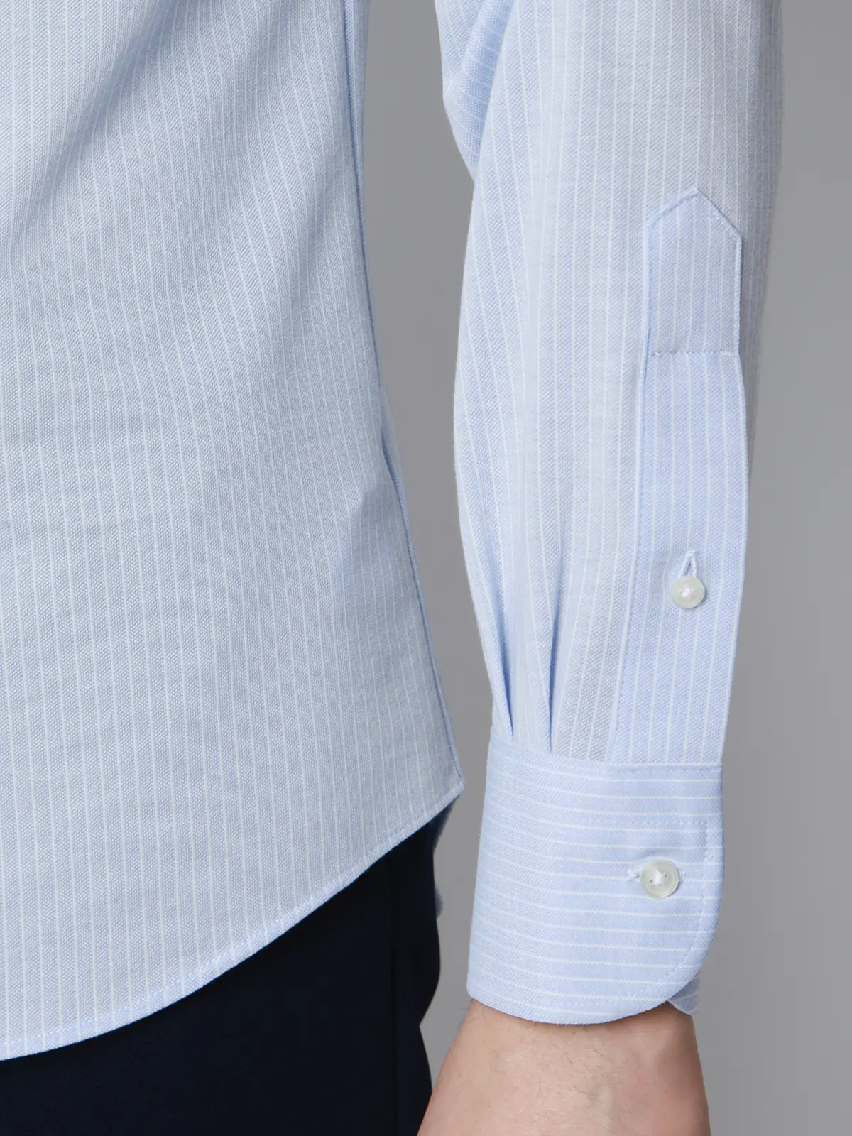 "超"伸びる涼しい最高シャツ／ワイシャツ／ノンアイロンジャージー／ボタンダウンカラー／FIT／ドレスシャツ サックス 首周り:37cm,裄丈:80cm