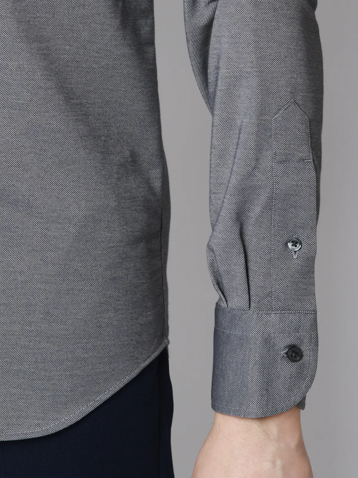 "超"伸びる涼しい最高シャツ／ワイシャツ／ノンアイロンジャージー／ワイドカラー／FIT／ドレスシャツ ネイビー 首周り:37cm,裄丈:80cm