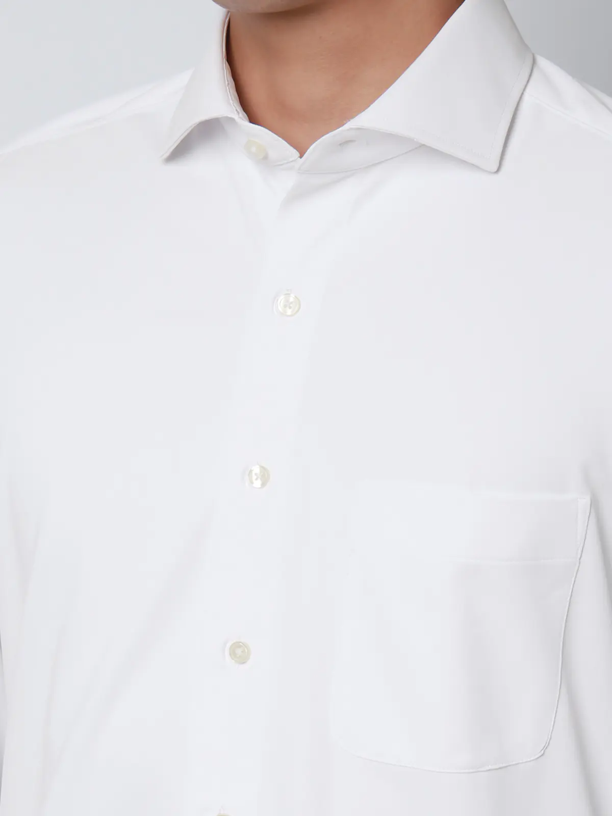 冷たいシャツ／ワイシャツ／ノンアイロンジャージー／ホリゾンタルカラー／FIT／ドレスシャツ ホワイト 首周り:37cm,裄丈:80cm