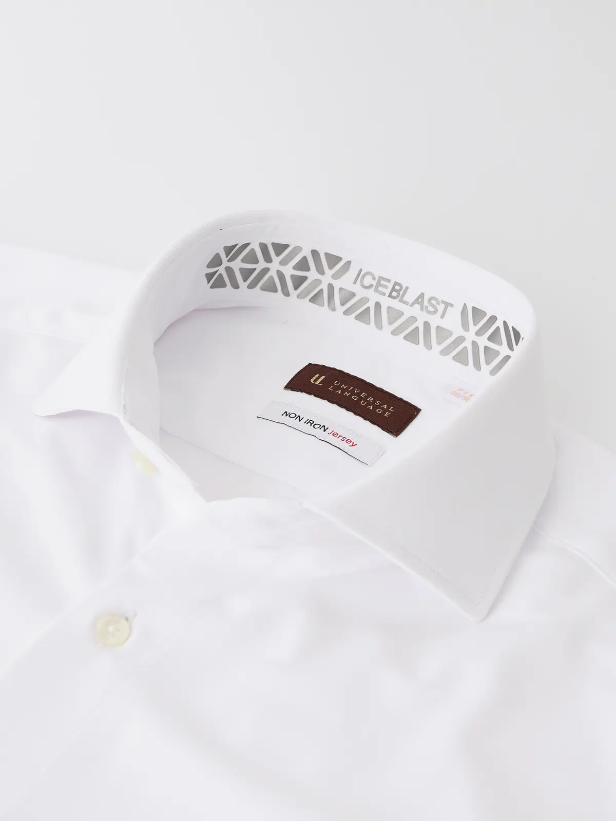 冷たいシャツ／ワイシャツ／ノンアイロンジャージー／ホリゾンタルカラー／FIT／ドレスシャツ ホワイト 首周り:37cm,裄丈:80cm