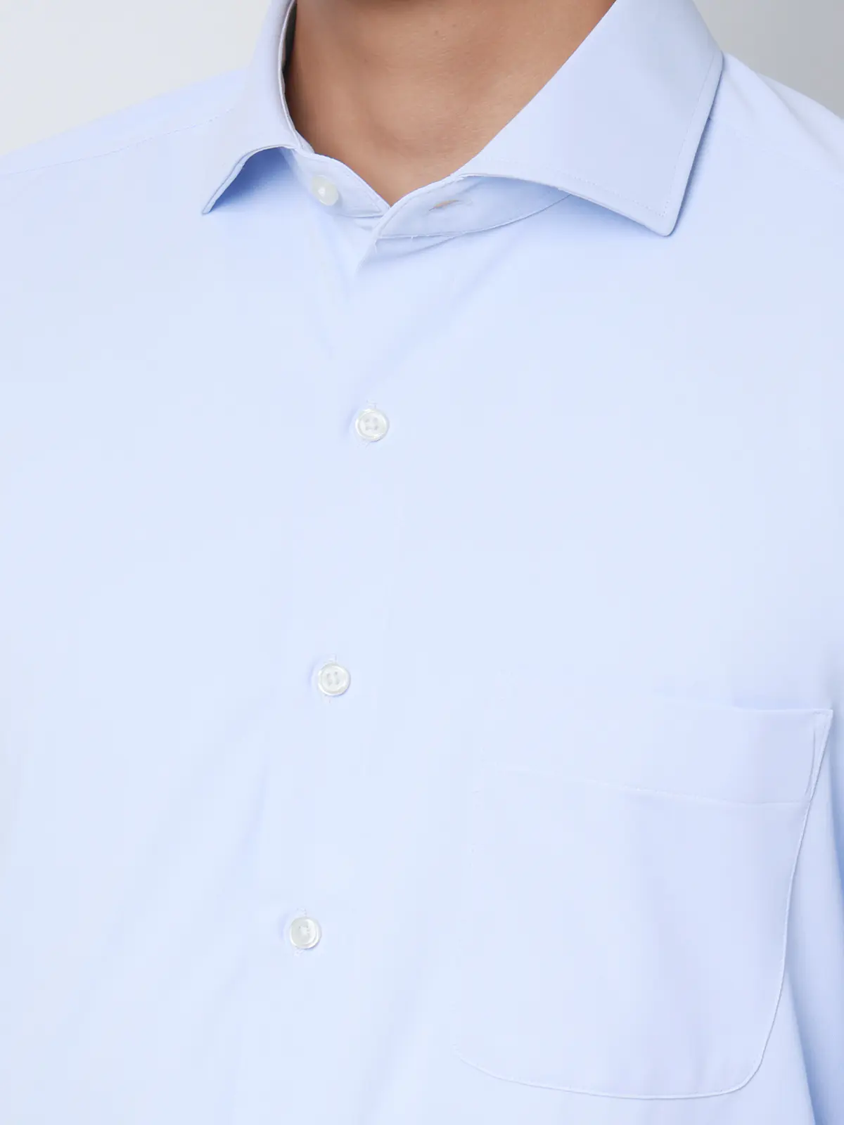 冷たいシャツ／ワイシャツ／ノンアイロンジャージー／ホリゾンタルカラー／FIT／ドレスシャツ サックス 首周り:37cm,裄丈:80cm