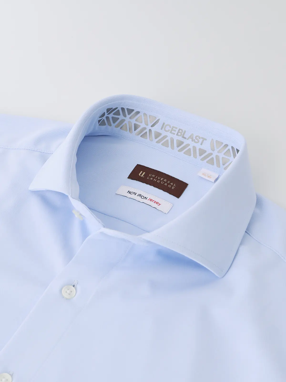 冷たいシャツ／ワイシャツ／ノンアイロンジャージー／ホリゾンタルカラー／FIT／ドレスシャツ サックス 首周り:37cm,裄丈:80cm