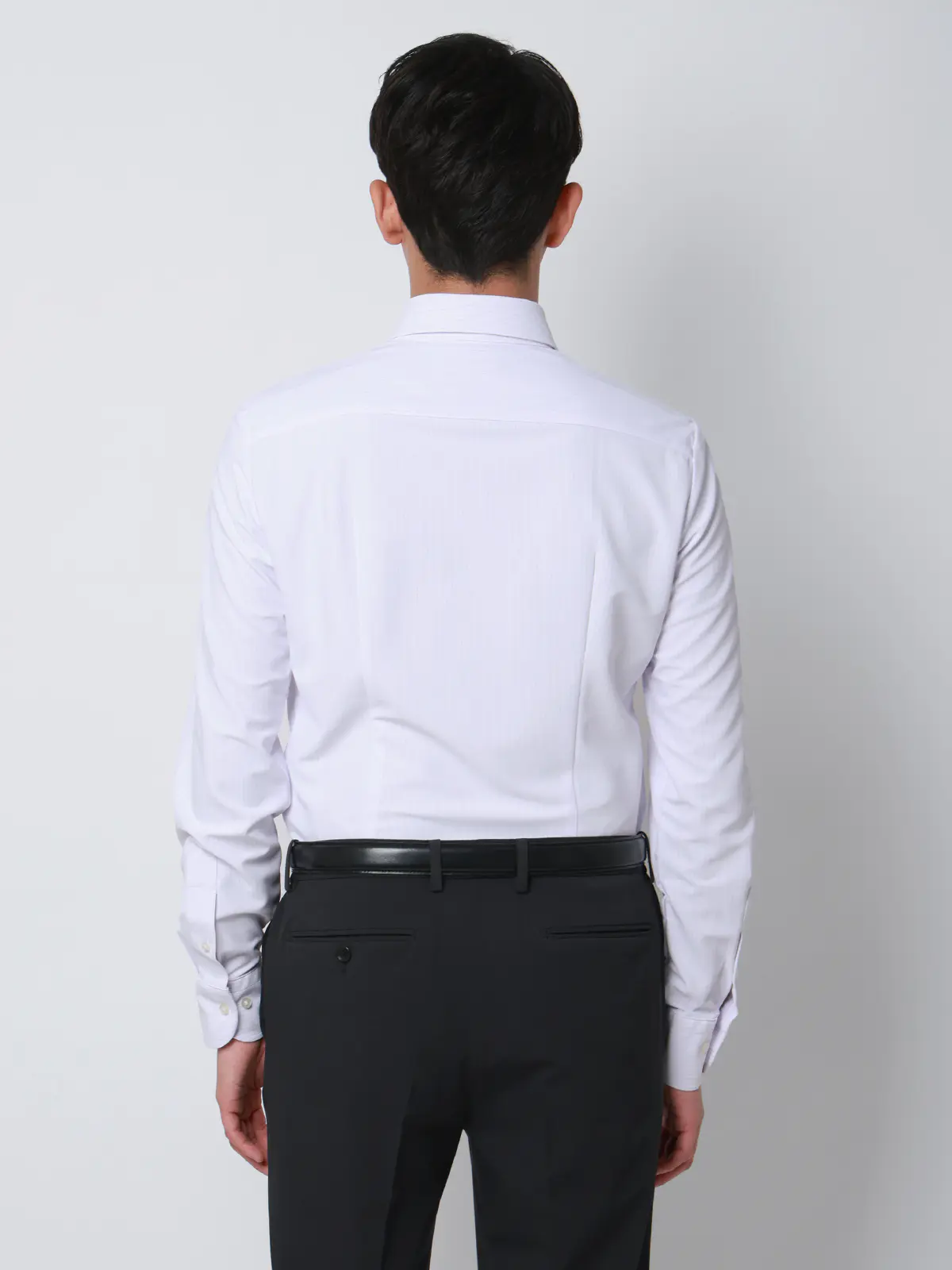 ▽冷たいシャツ／ワイシャツ／ノンアイロンジャージー／ボタンダウンカラー／FIT／ドレスシャツ パープル 首周り:37cm,裄丈:80cm