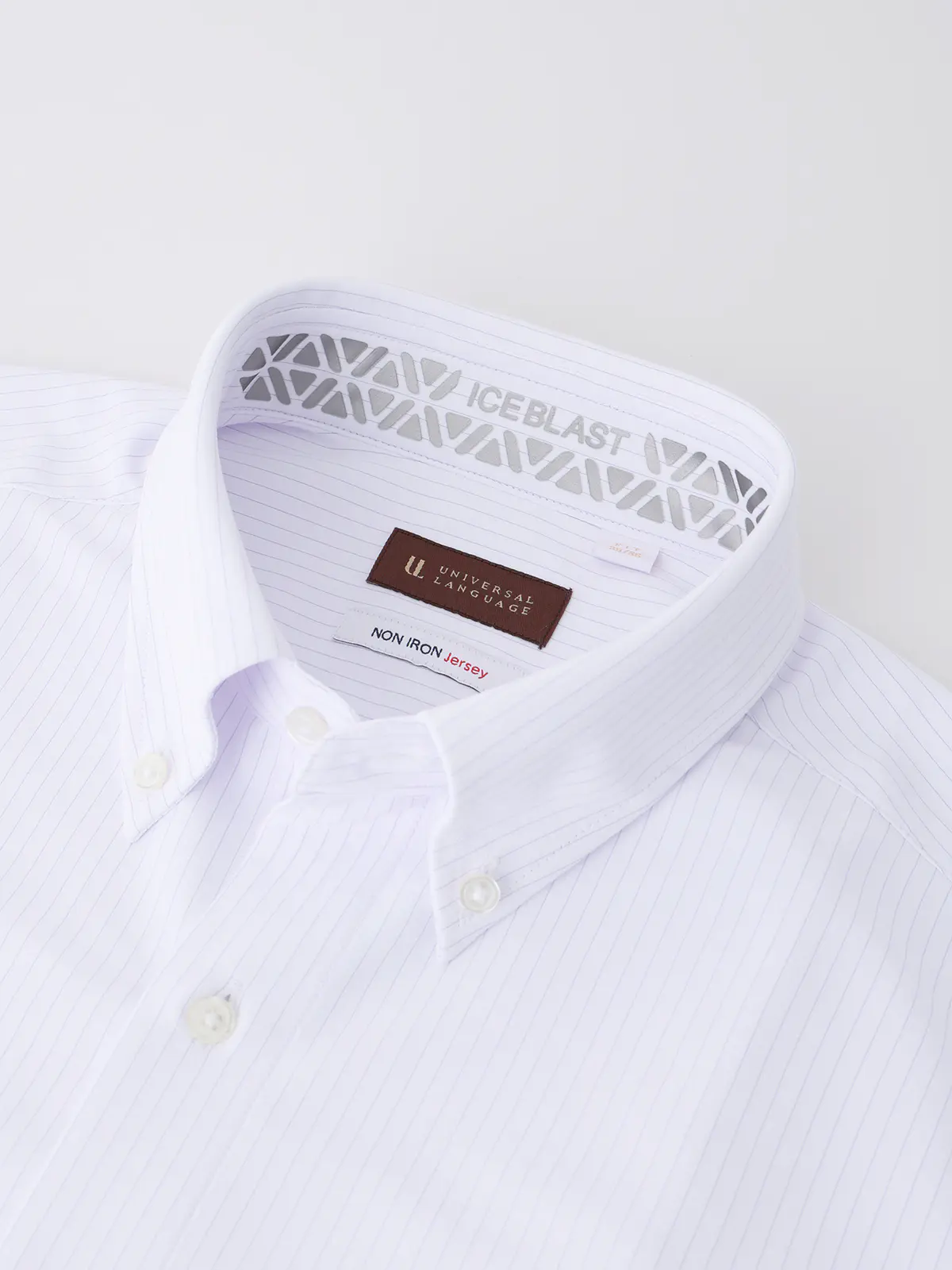 ▽冷たいシャツ／ワイシャツ／ノンアイロンジャージー／ボタンダウンカラー／FIT／ドレスシャツ パープル 首周り:37cm,裄丈:80cm