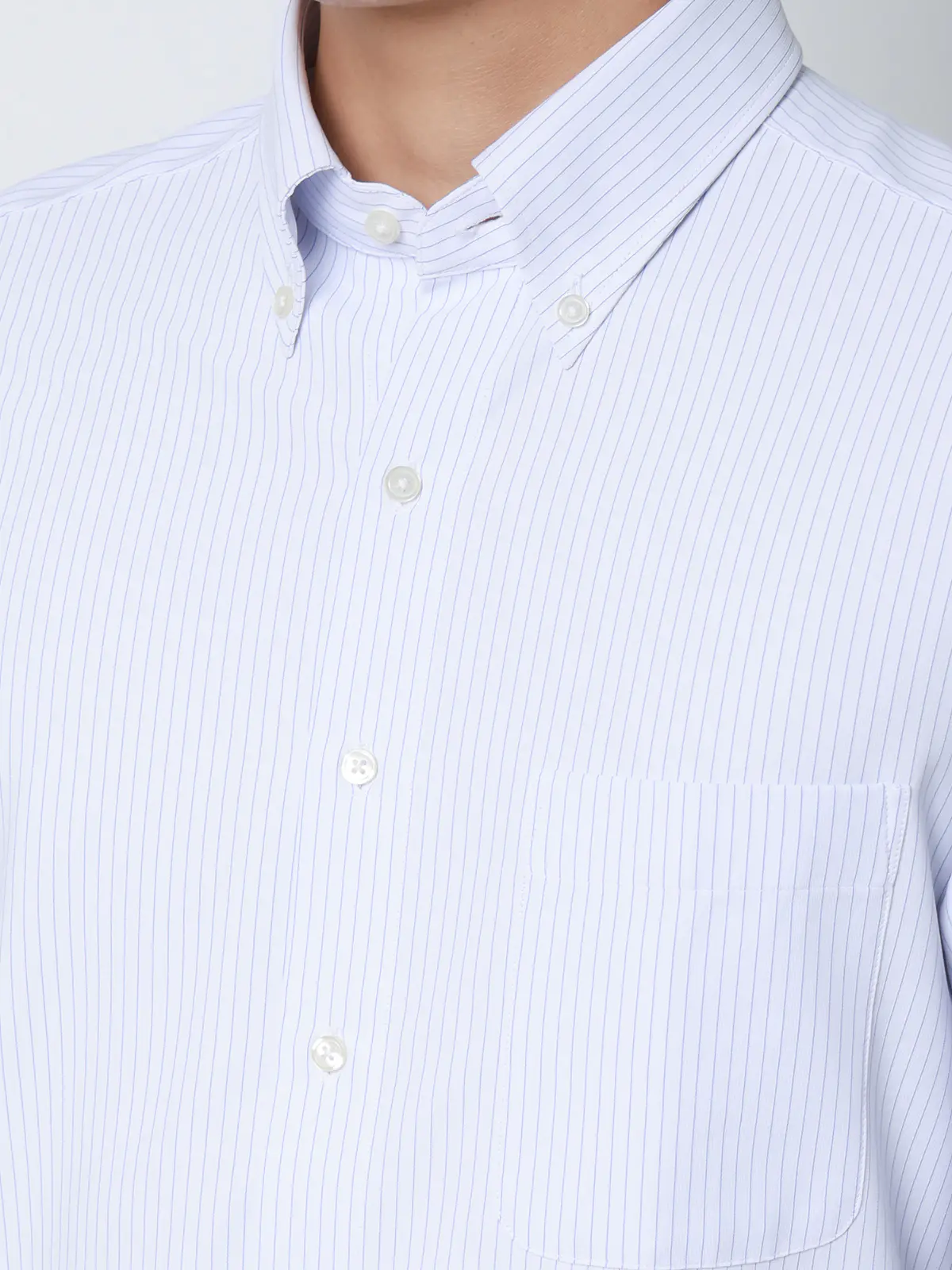 ▽冷たいシャツ／ワイシャツ／ノンアイロンジャージー／ボタンダウンカラー／FIT／ドレスシャツ ブルー 首周り:37cm,裄丈:80cm