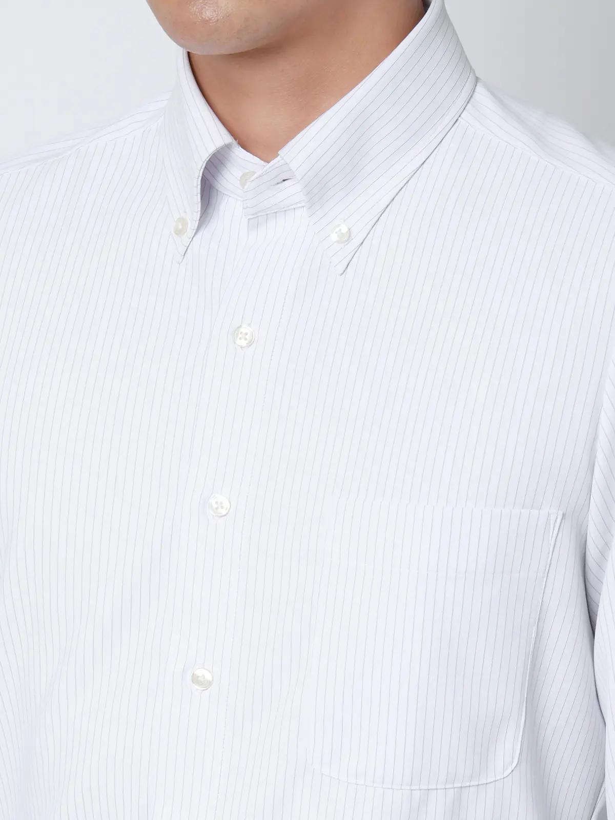 冷たいシャツ／ワイシャツ／ノンアイロンジャージー／ボタンダウンカラー／FIT／ドレスシャツ ライトグレー 首周り:37cm,裄丈:80cm