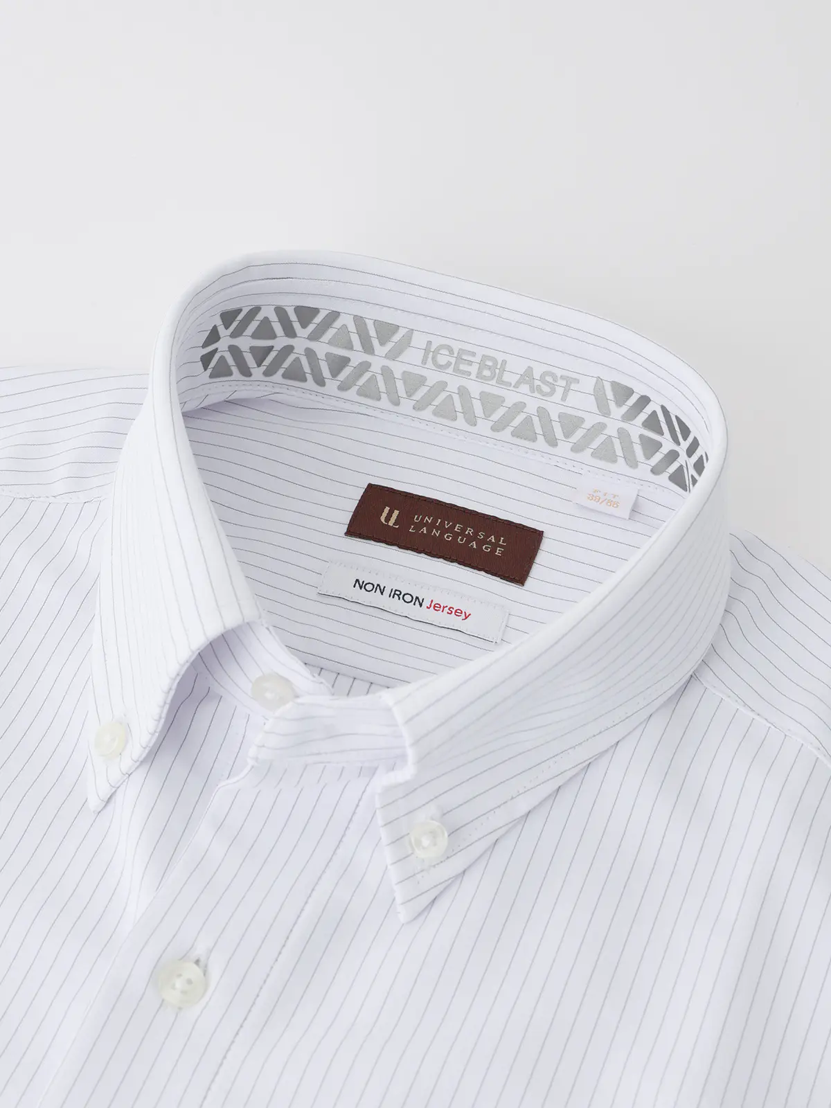 冷たいシャツ／ワイシャツ／ノンアイロンジャージー／ボタンダウンカラー／FIT／ドレスシャツ ライトグレー 首周り:37cm,裄丈:80cm