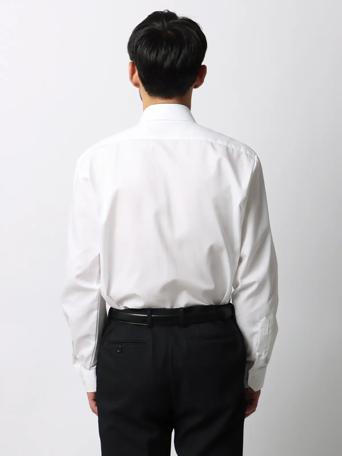 みんなのシャツ／ワイシャツ／長袖／形態安定／ボタンダウンカラー／織柄／ドレスシャツ ホワイト 首周り:37cm,裄丈:78cm