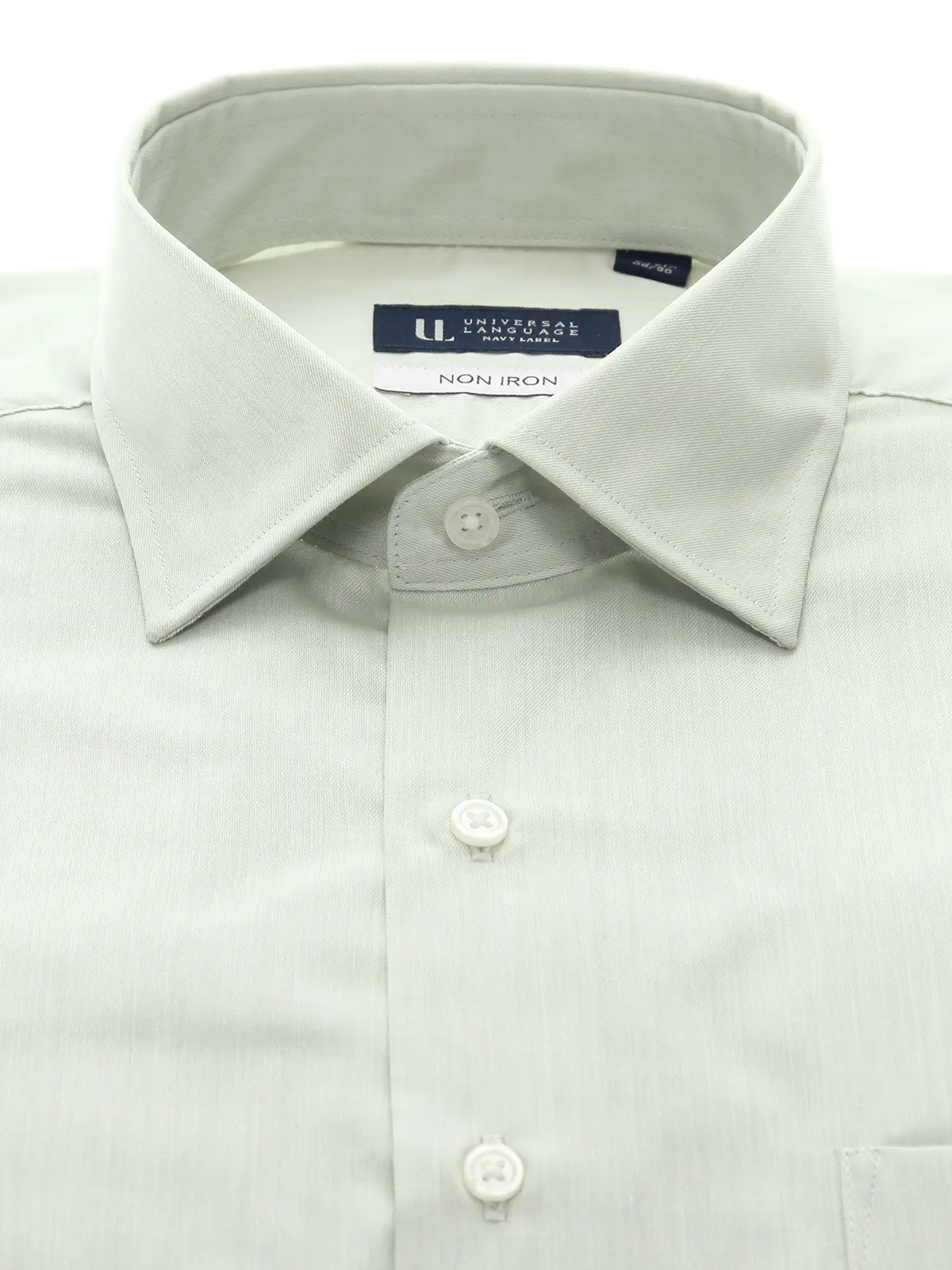 ワイシャツ/長袖/ノンアイロン/ワイドカラー/無地/BASIC/ドレスシャツ Lグリーン 首周り:37cm,裄丈:80cm