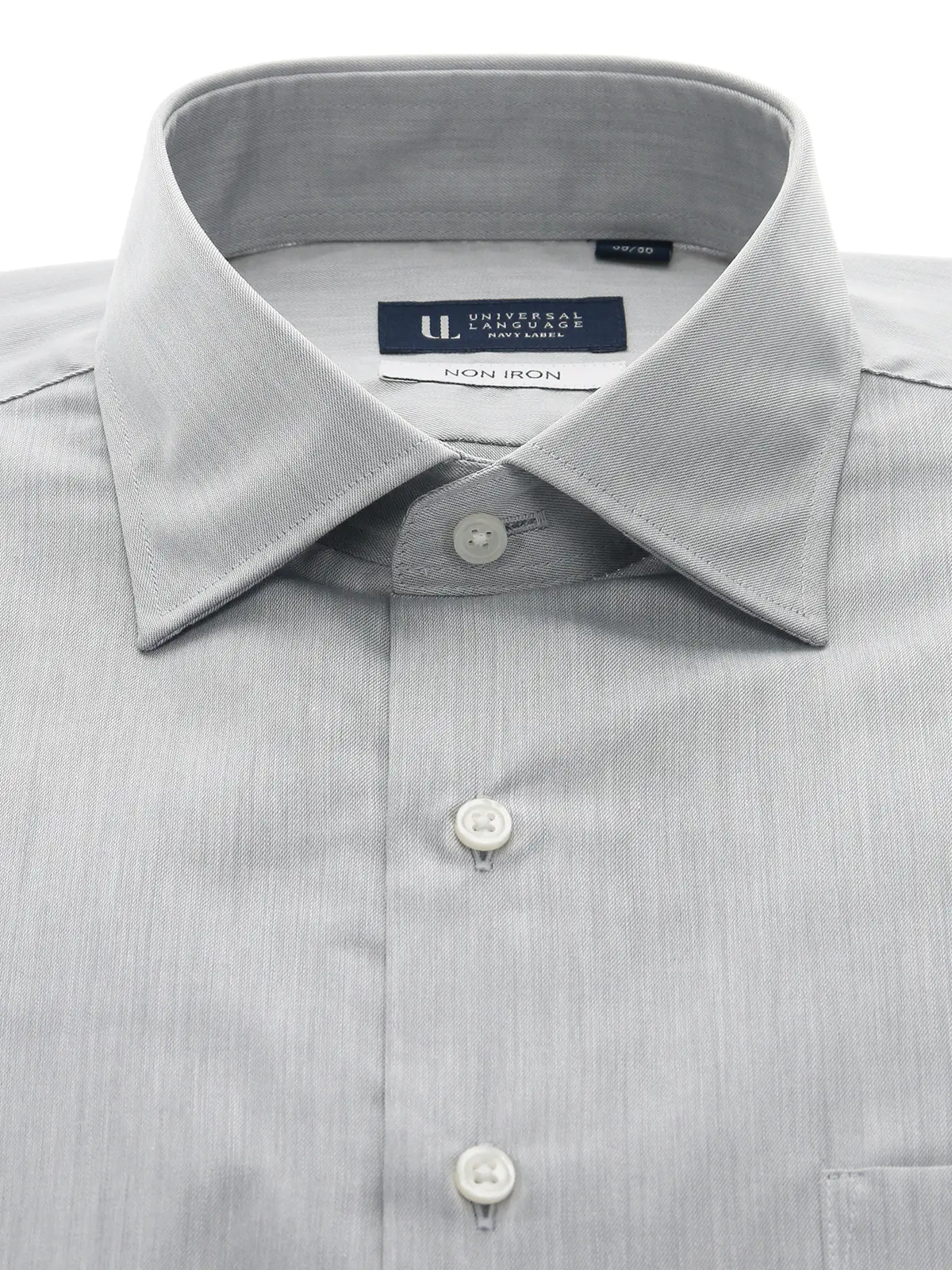 ワイシャツ／長袖／ノンアイロン／ワイドカラー／無地／BASIC／ドレスシャツ ライトグレー 首周り:37cm,裄丈:80cm