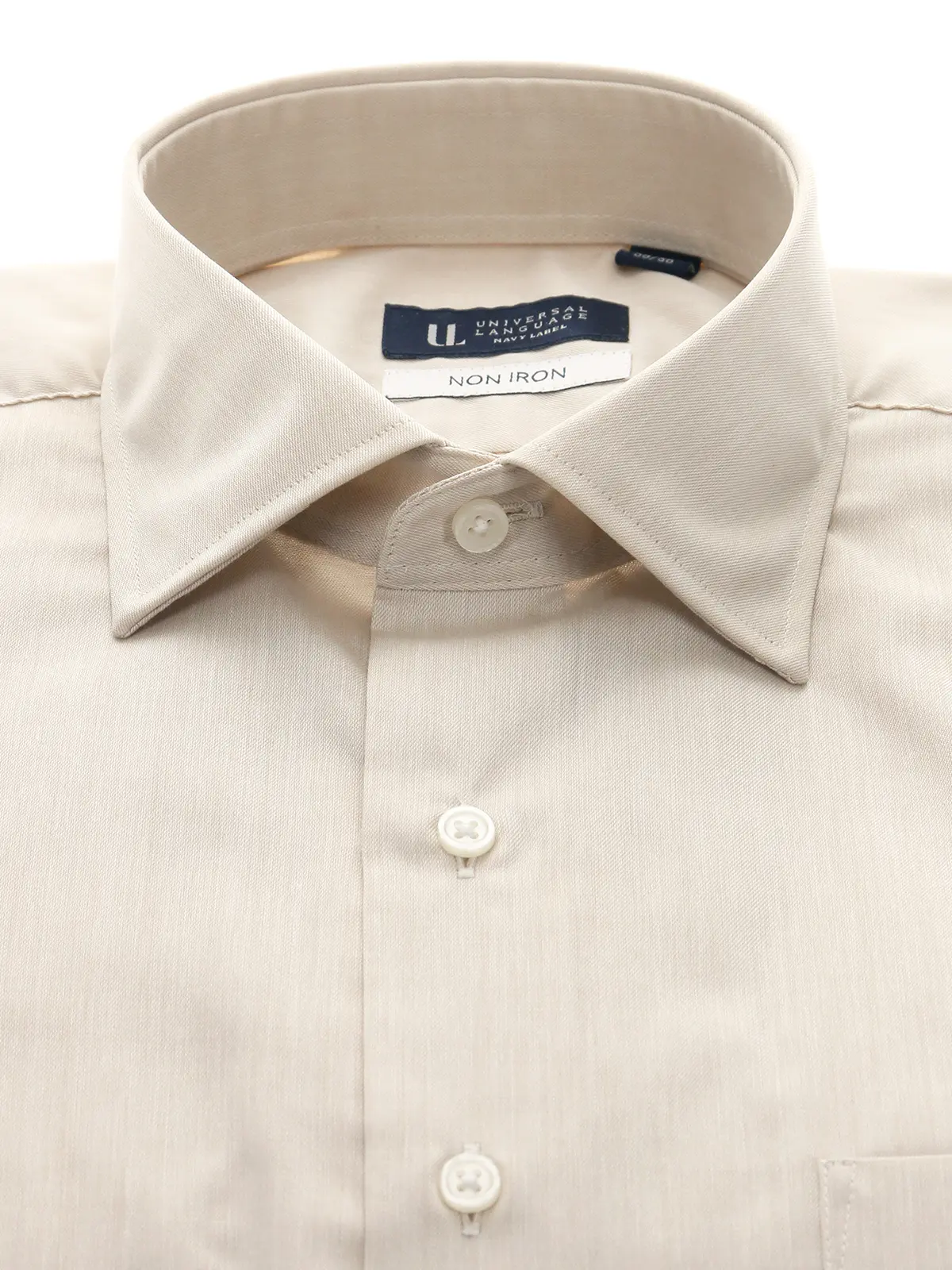 ワイシャツ/長袖/ノンアイロン/ワイドカラー/無地/BASIC/ドレスシャツ ベージュ 首周り:37cm,裄丈:80cm