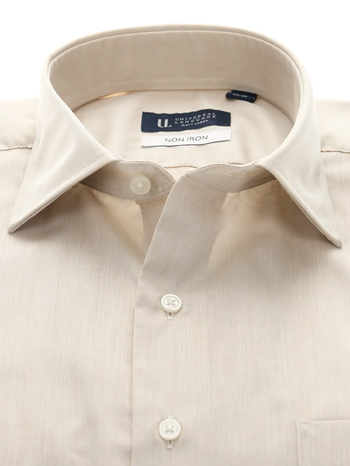 ワイシャツ/長袖/ノンアイロン/ワイドカラー/無地/BASIC/ドレスシャツ ベージュ 首周り:37cm,裄丈:80cm