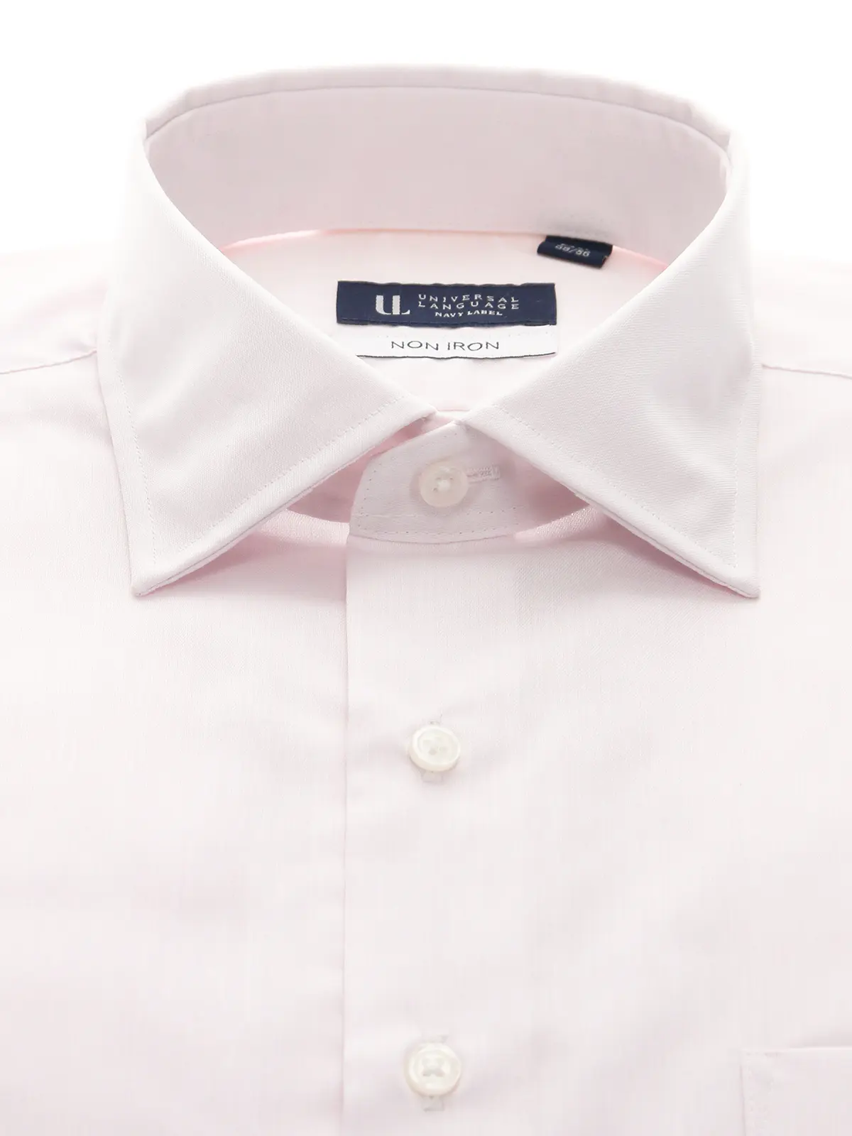 ワイシャツ/長袖/ノンアイロン/ワイドカラー/無地/BASIC/ドレスシャツ ピンク 首周り:37cm,裄丈:80cm