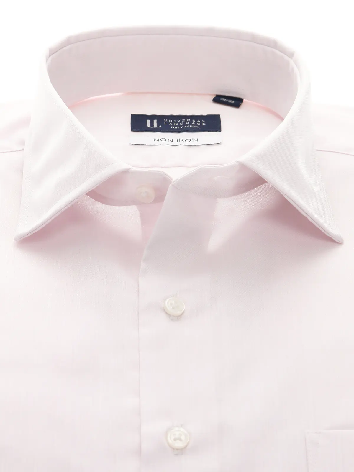 ワイシャツ/長袖/ノンアイロン/ワイドカラー/無地/BASIC/ドレスシャツ ピンク 首周り:37cm,裄丈:80cm