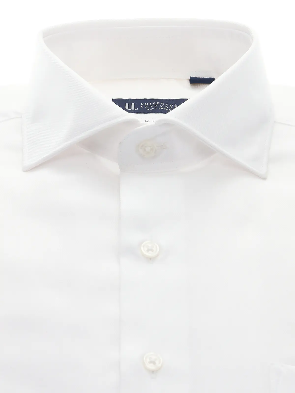 ワイシャツ/長袖/ノンアイロン/形態安定/ホリゾンタルカラー/織柄/BASIC/ドレスシャツ ホワイト 首周り:37cm,裄丈:80cm