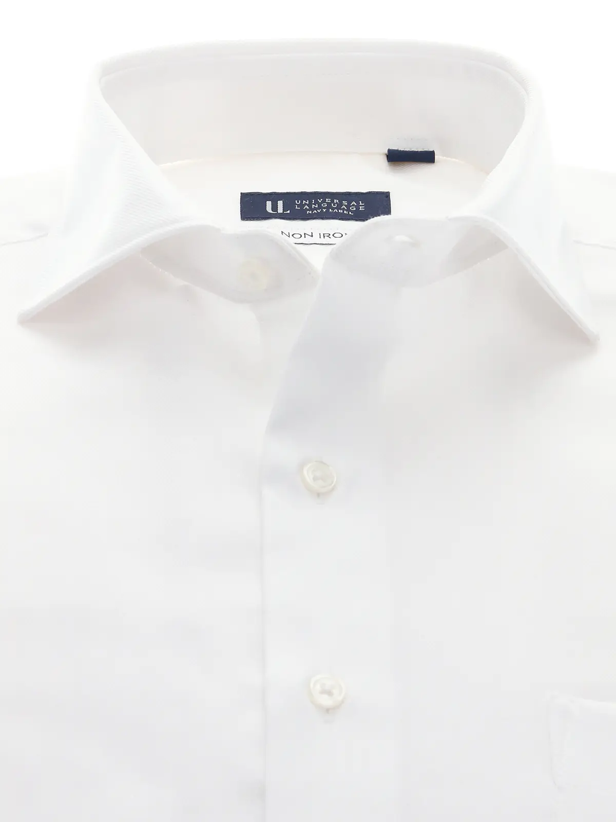 ワイシャツ/長袖/ノンアイロン/形態安定/ホリゾンタルカラー/織柄/BASIC/ドレスシャツ ホワイト 首周り:37cm,裄丈:80cm