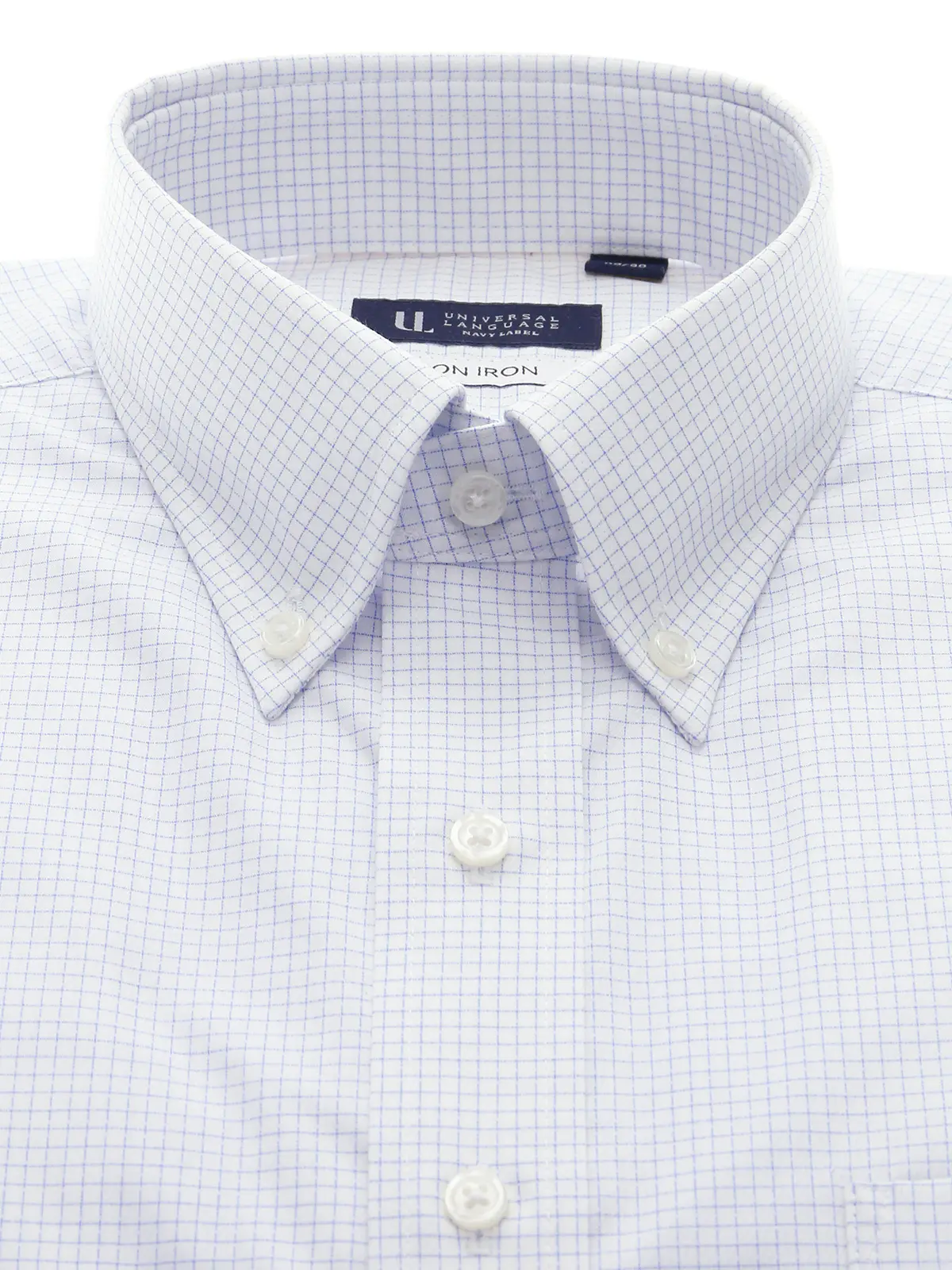 ワイシャツ/長袖/ノンアイロン/形態安定/ボタンダウンカラー/チェック/BASIC/ドレスシャツ サックス 首周り:37cm,裄丈:80cm