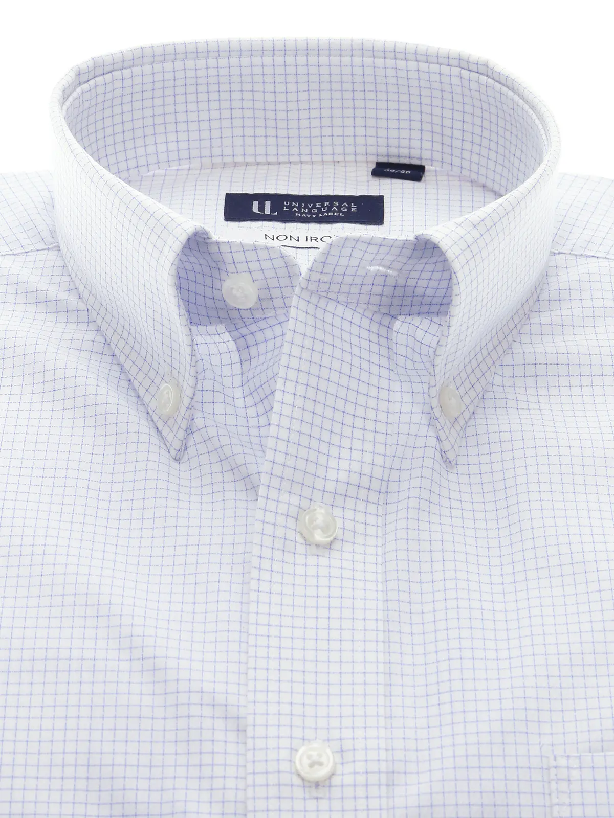 ワイシャツ/長袖/ノンアイロン/形態安定/ボタンダウンカラー/チェック/BASIC/ドレスシャツ サックス 首周り:37cm,裄丈:80cm