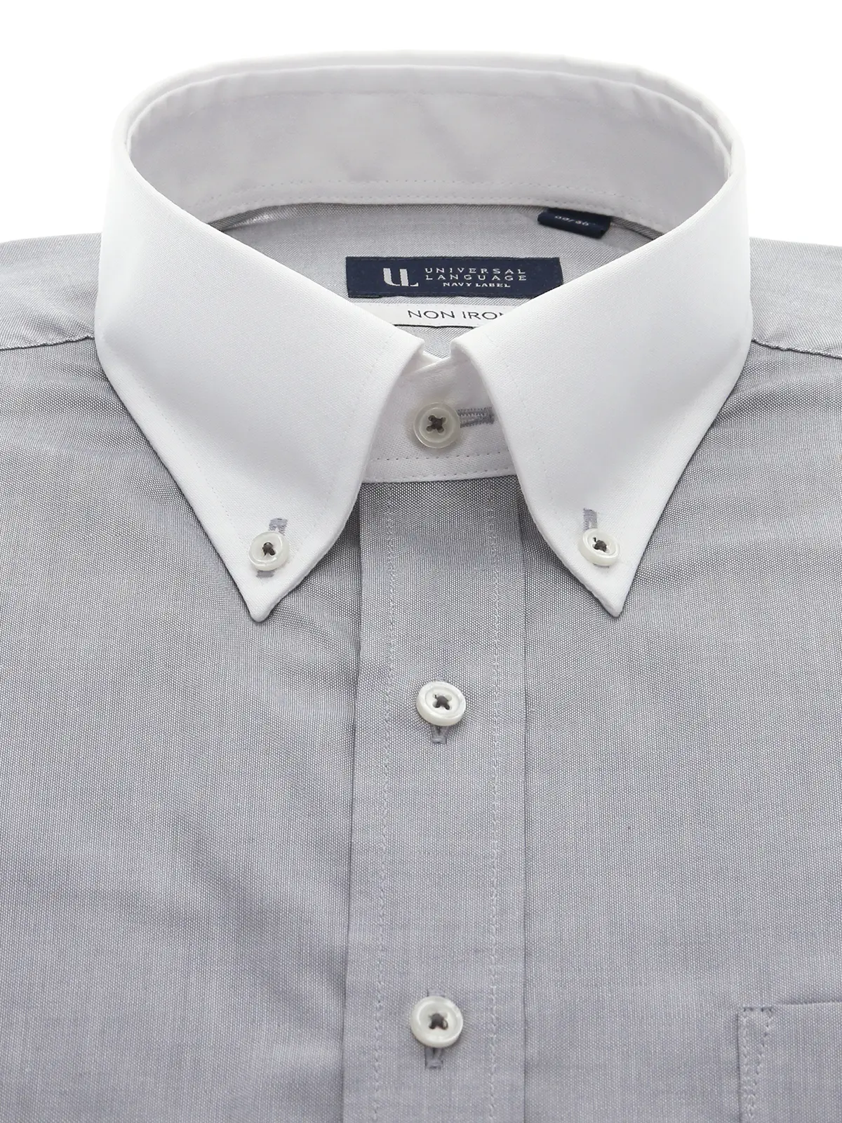 ▽ワイシャツ/長袖/ノンアイロン/形態安定/クレリックカラー/無地/BASIC/ドレスシャツ ライトグレー 首周り:37cm,裄丈:80cm