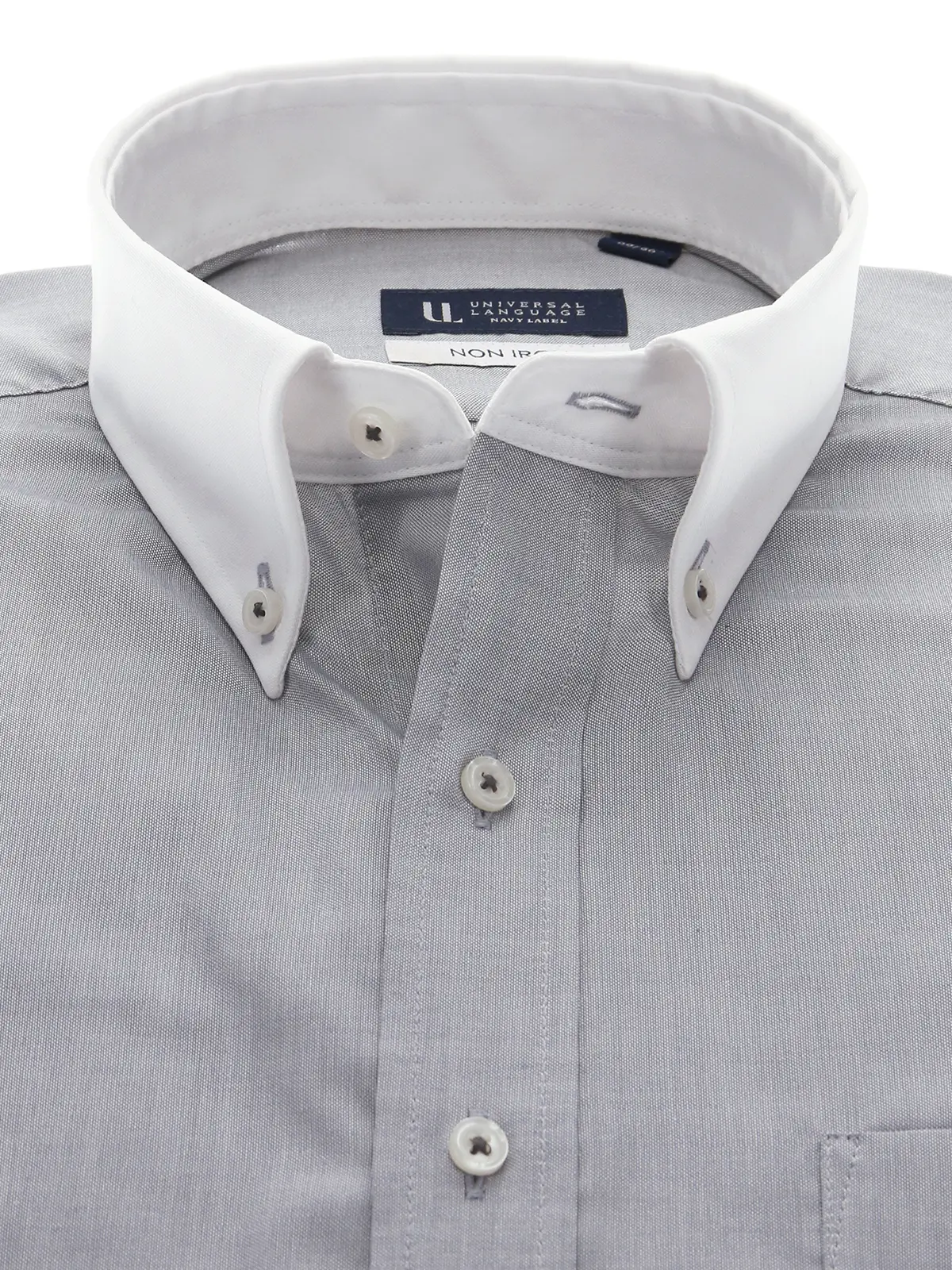 ▽ワイシャツ/長袖/ノンアイロン/形態安定/クレリックカラー/無地/BASIC/ドレスシャツ ライトグレー 首周り:37cm,裄丈:80cm