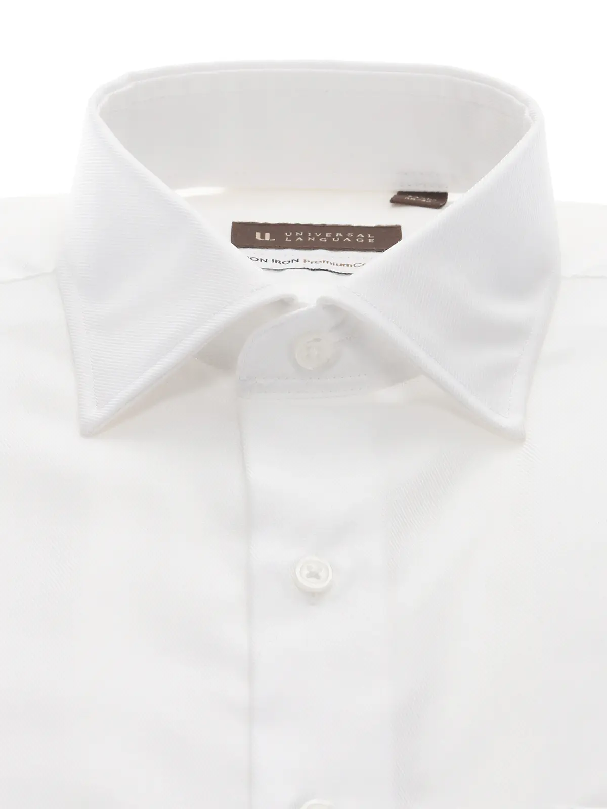 ワイシャツ／長袖／ノンアイロン／ワイドカラー／織柄／BASIC／ドレスシャツ ホワイト 首周り:37cm,裄丈:80cm