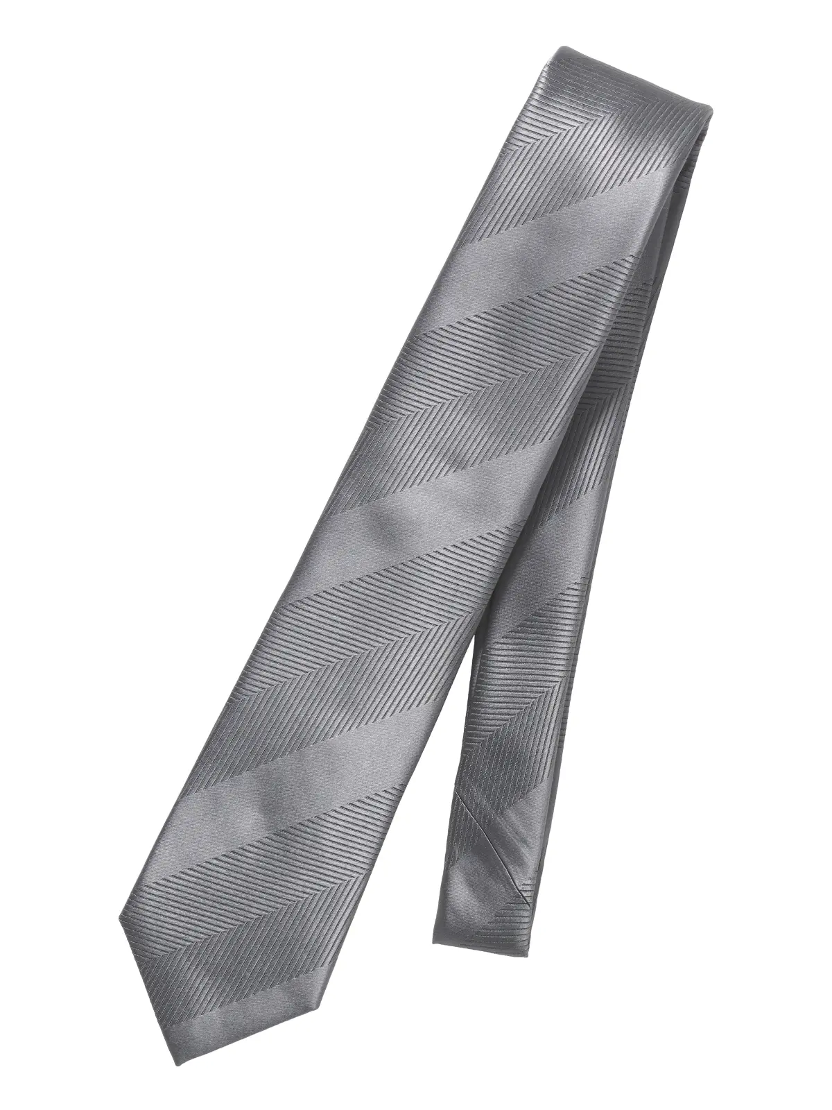 ネクタイ/シルクポリエステル/ヘリンボーン グレー 0